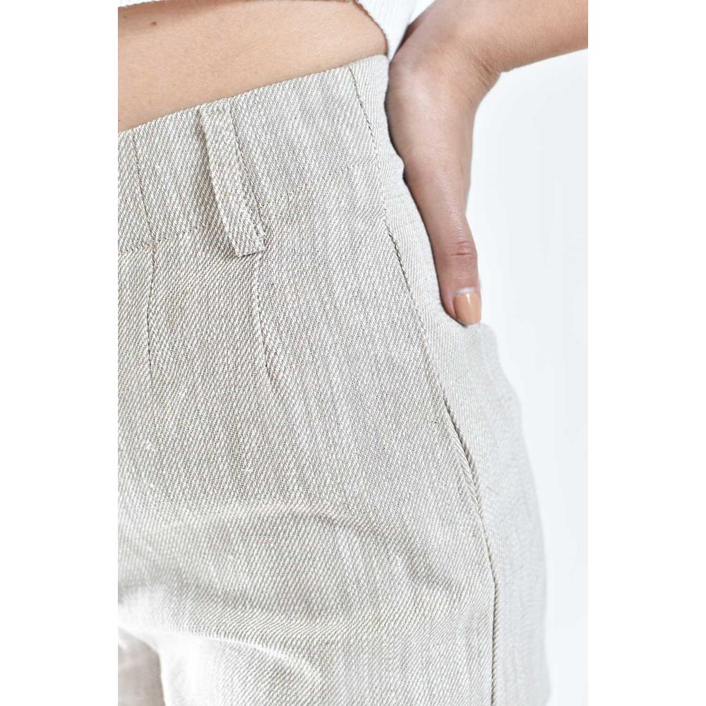 Foto 5 pulgar | Short De Lino Con Botones Roman Fashion /juvenil, 955 (beige) Beige