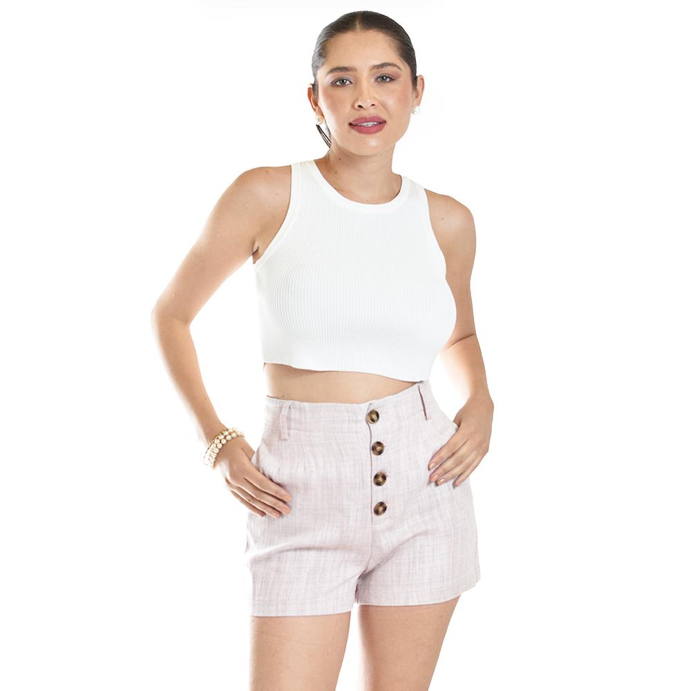 Foto 2 pulgar | Short De Lino Con Botones Roman Fashion /juvenil, 955 (palo De Rosa) Rosa