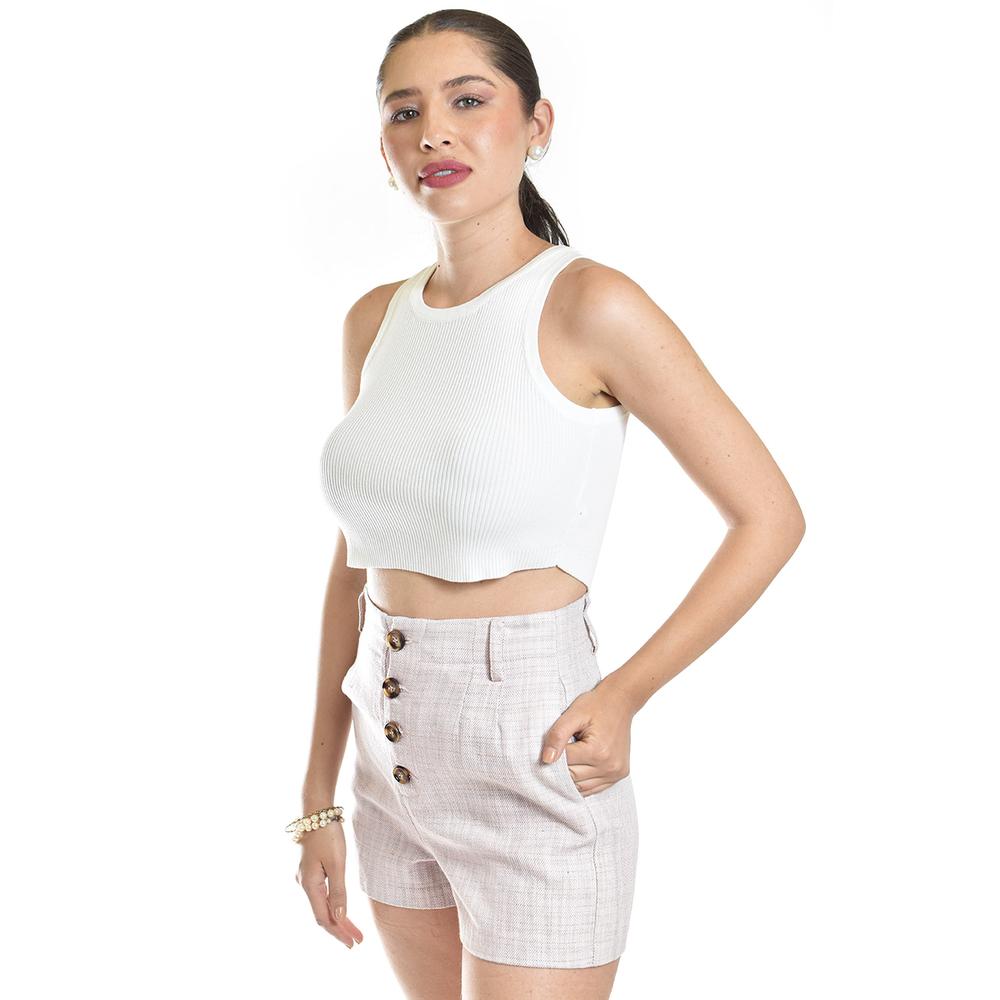 Foto 2 | Short De Lino Con Botones Roman Fashion /juvenil, 955 (palo De Rosa) Rosa