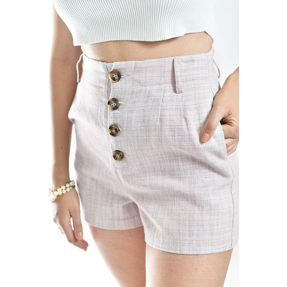 Foto 5 pulgar | Short De Lino Con Botones Roman Fashion /juvenil, 955 (palo De Rosa) Rosa