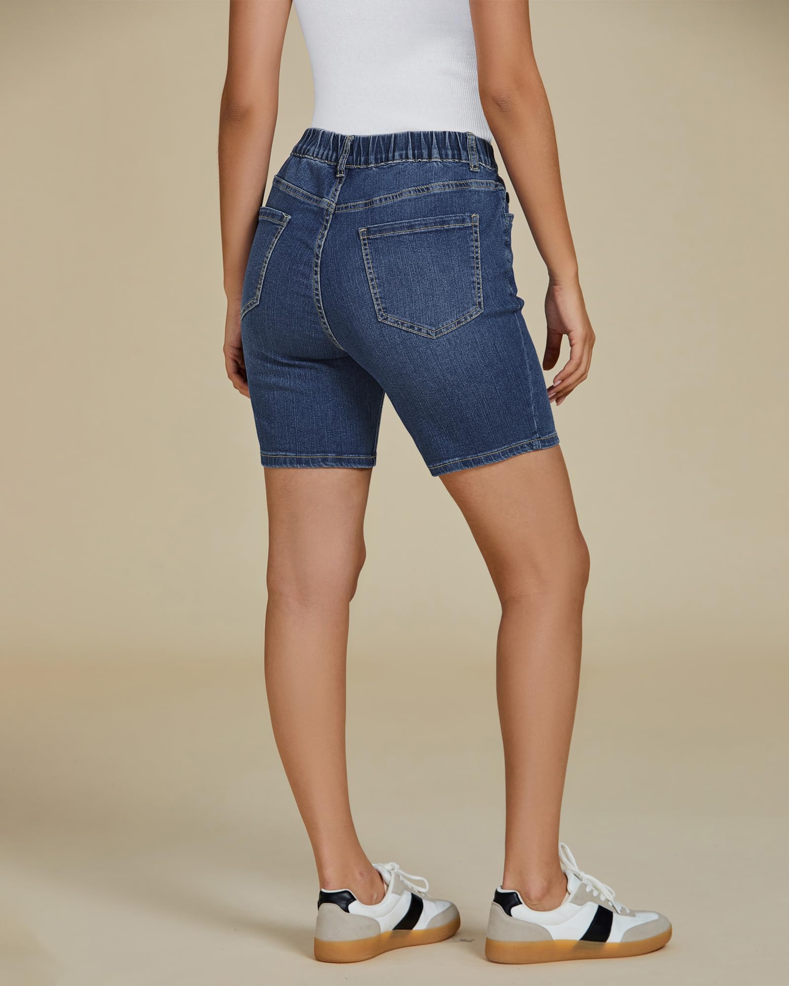 Foto 4 pulgar | Pantalones Cortos Luvamia Jean Denim Sin Cordones Para Mujer, Entrepierna, 18 Cm, Color Índigo - Venta Internacional.