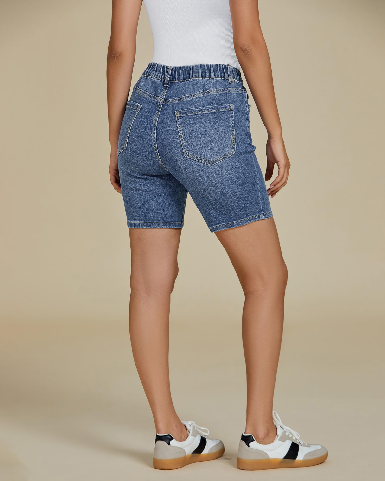 Foto 3 | Pantalones Cortos Luvamia, Vaqueros Elásticos Para Mujer, Mezclilla, Talle Medio, Azul - Venta Internacional.