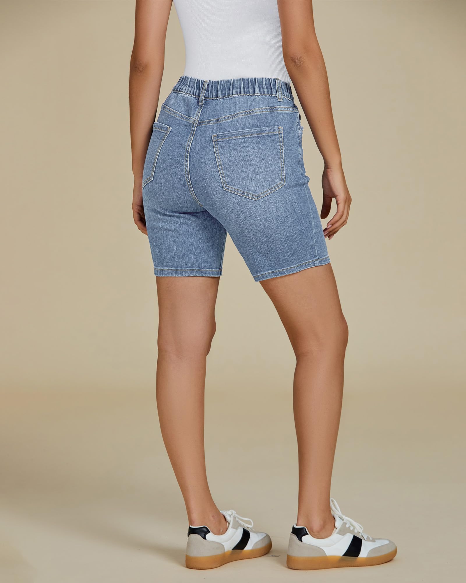 Foto 4 pulgar | Pantalones Cortos Luvamia, Vaqueros Elásticos Para Mujer, Talla L 12-14 - Venta Internacional.