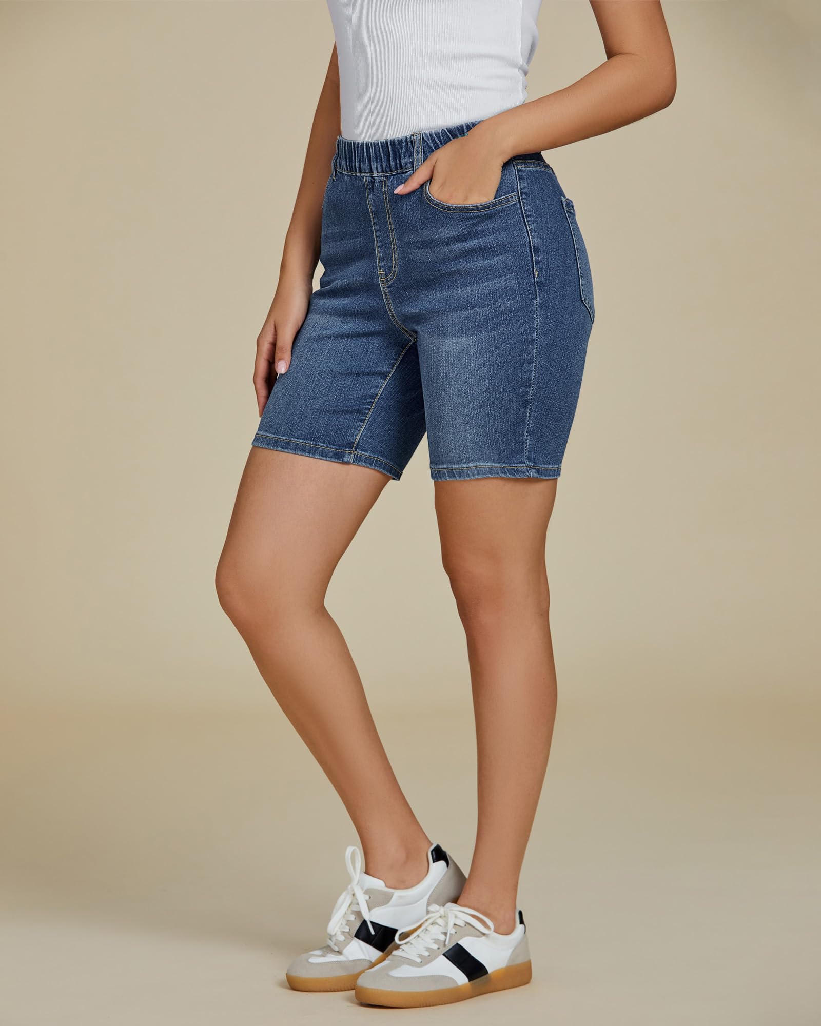 Foto 3 pulgar | Pantalones Cortos De Mezclilla Luvamia Para Mujer, Vaqueros Sin Cordones, Azul Índigo, Talla Xl - Venta Internacional.