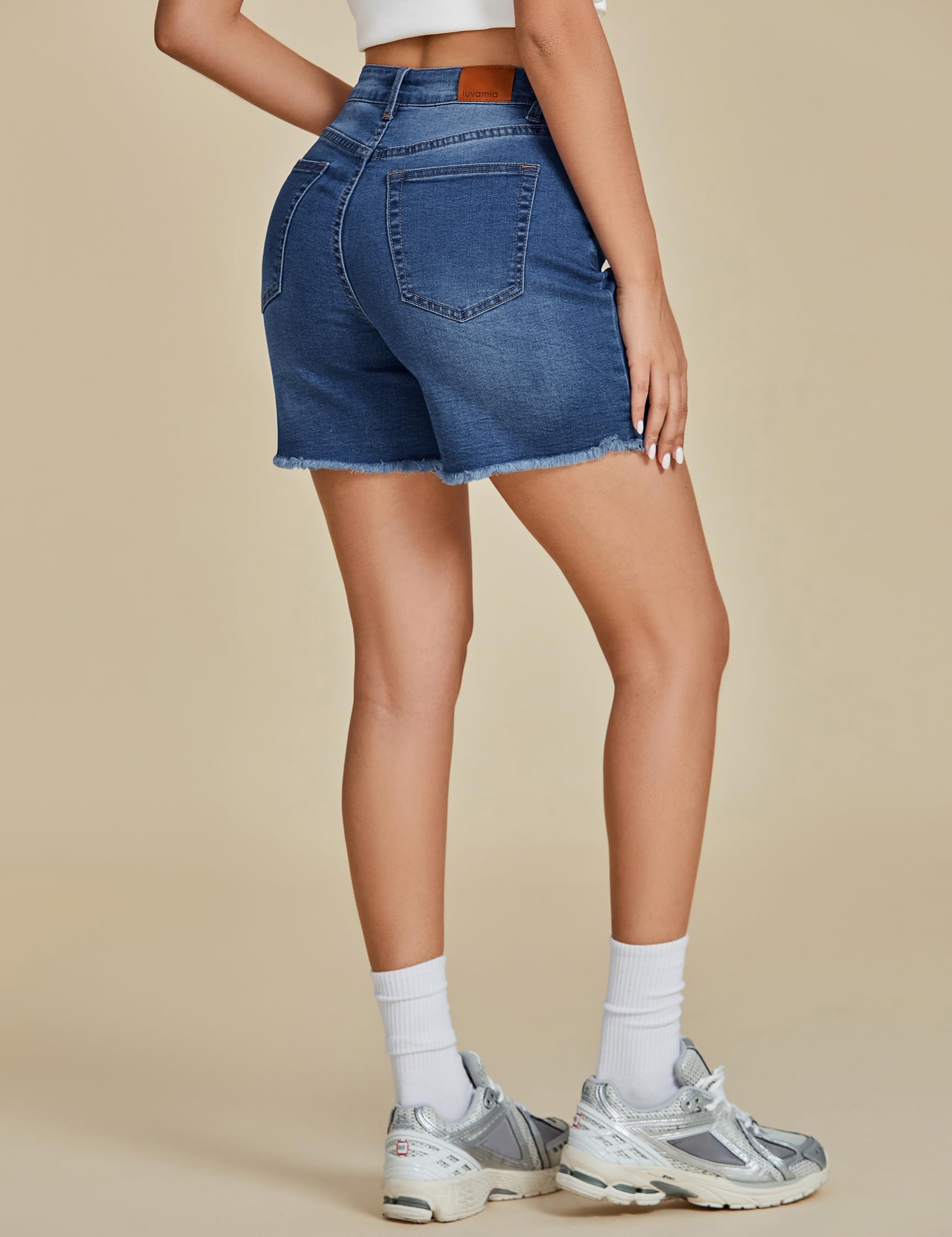 Foto 3 pulgar | Pantalones Cortos De Mezclilla Luvamia, Pantalones Cortos De Mezclilla Para Mujer, Cintura Alta, Azul - Venta Intern