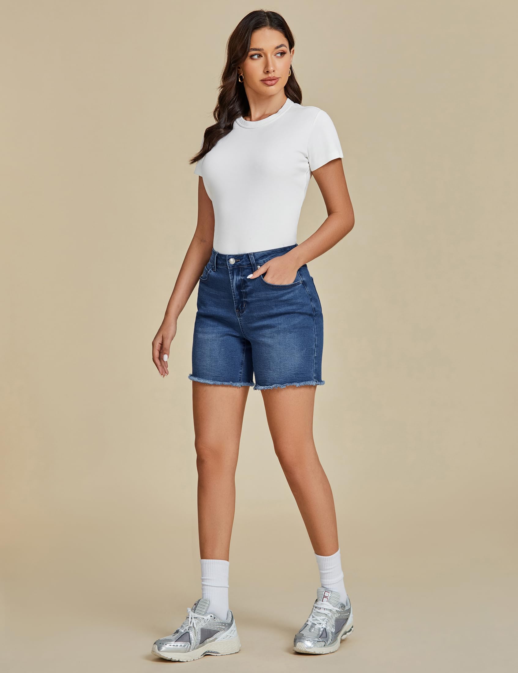 Foto 7 | Pantalones Cortos De Mezclilla Luvamia, Pantalones Cortos De Mezclilla Para Mujer, Cintura Alta, Azul - Venta Intern