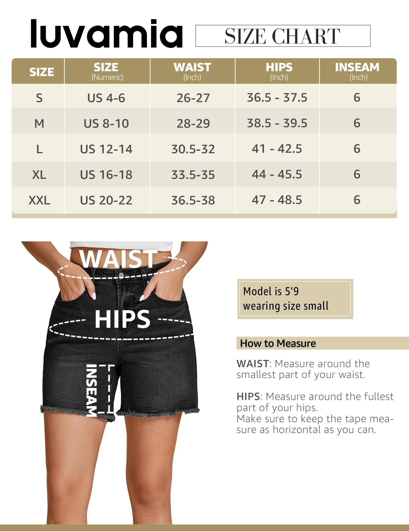 Foto 4 | Pantalones Cortos De Mezclilla Luvamia Para Mujer, Talle Alto, Negros, Talla S - Venta Internacional.