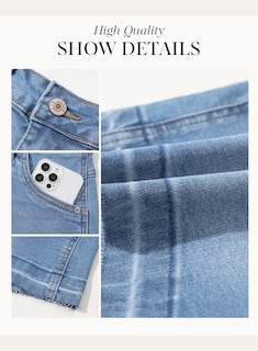 Foto 5 | Pantalones Cortos De Mezclilla Dokotoo Para Mujer, Elásticos, Cintura Alta, Color Azul - Venta Internacional.