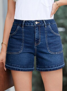 Foto 2 | Pantalones Cortos De Mezclilla Dokotoo Para Mujer, Cintura Alta, Pierna Recta, Azul - Venta Internacional.