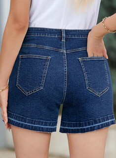 Foto 3 | Pantalones Cortos De Mezclilla Dokotoo Para Mujer, Cintura Alta, Pierna Recta, Azul - Venta Internacional.