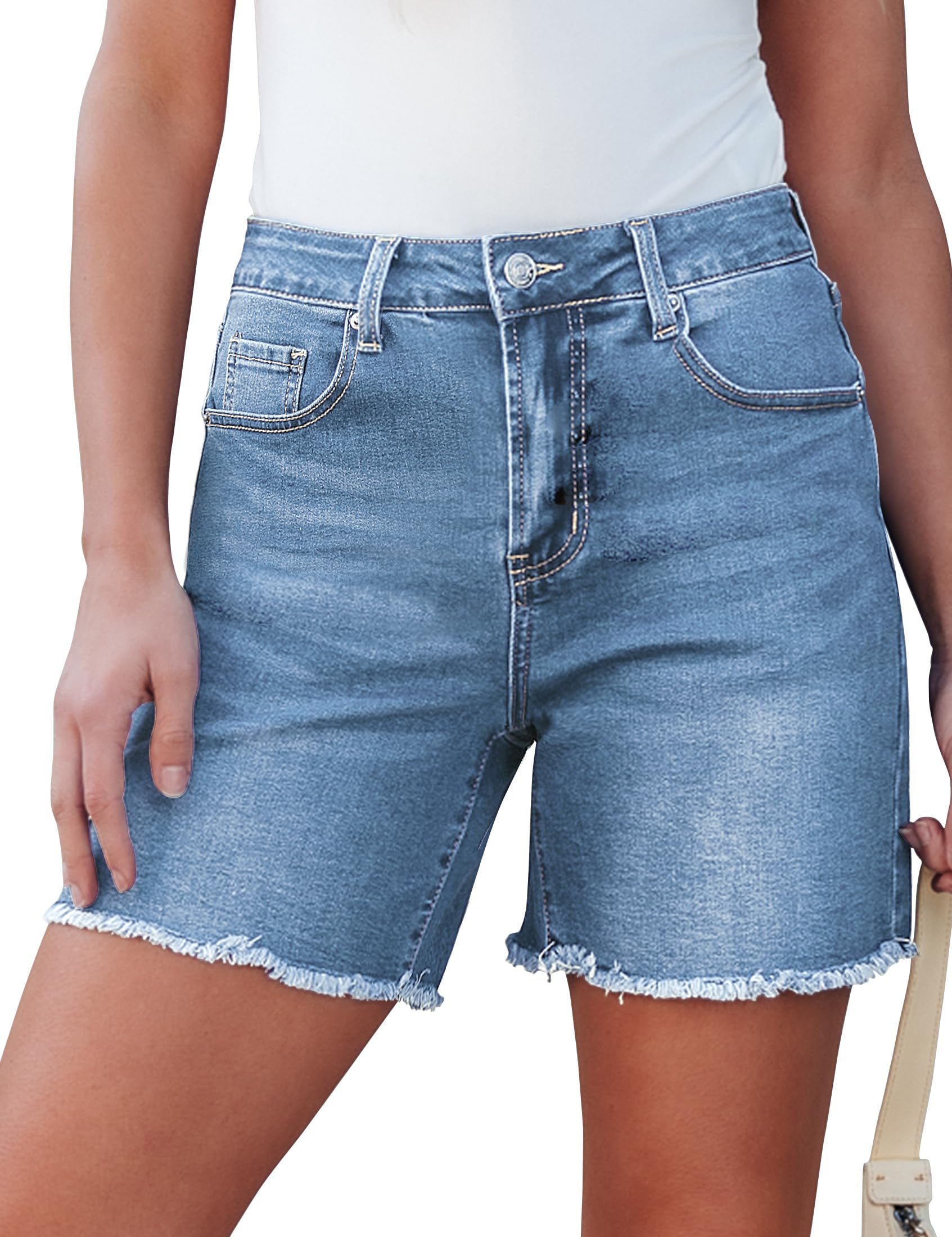 Pantalones Cortos De Mezclilla Luvamia Lakeside Blue De Cintura Alta, Talla Xl 16-18 - Venta Internacional.