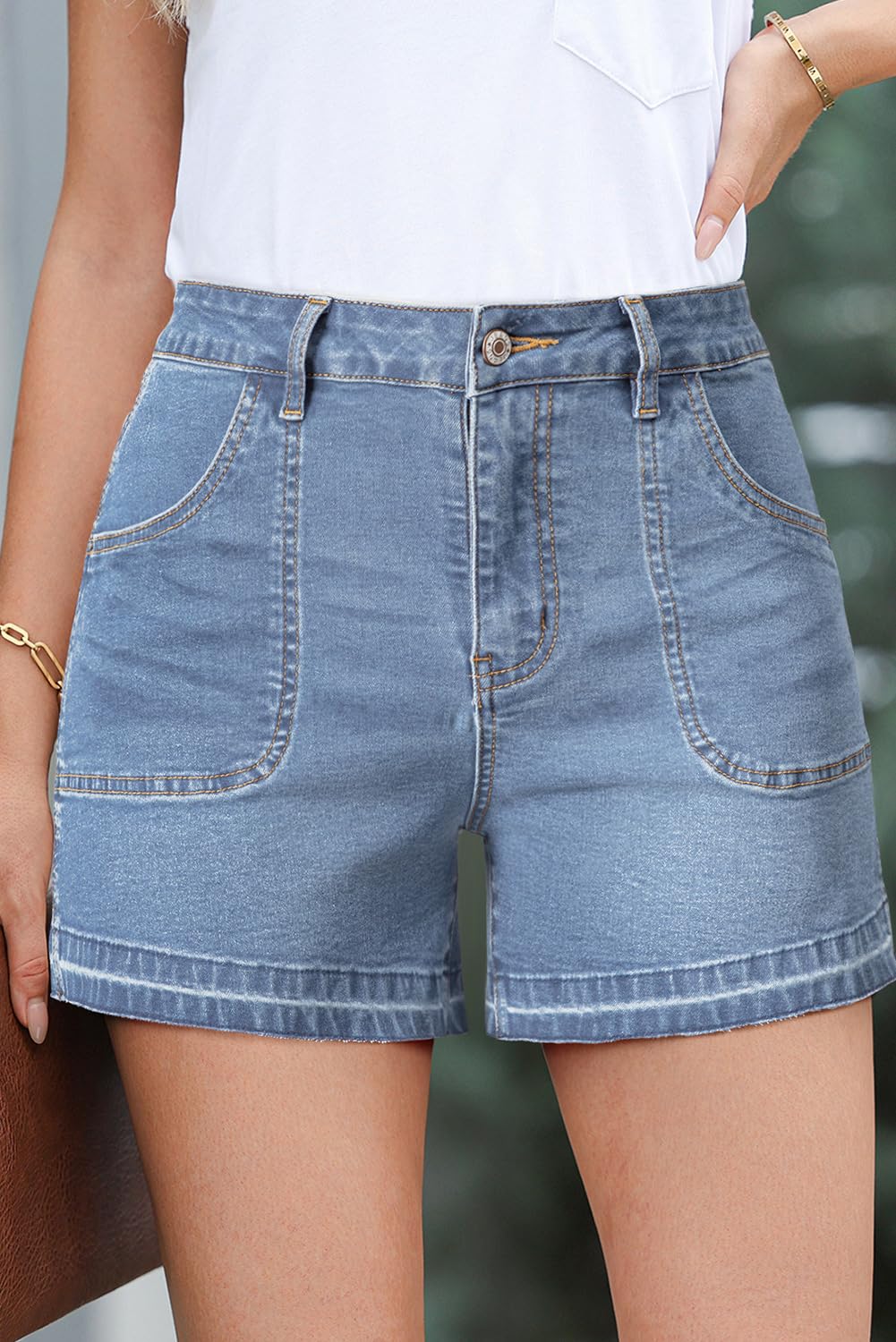 Foto 3 pulgar | Pantalones Cortos De Mezclilla Dokotoo Para Mujer, Cintura Alta, Pierna Recta - Venta Internacional.