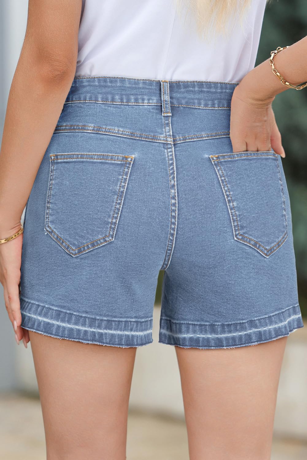 Foto 4 pulgar | Pantalones Cortos De Mezclilla Dokotoo Para Mujer, Cintura Alta, Pierna Recta - Venta Internacional.
