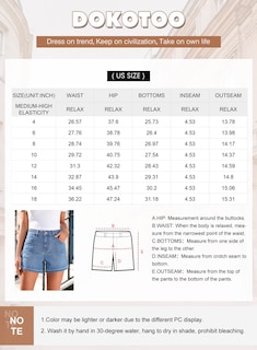 Foto 6 | Pantalones Cortos De Mezclilla Dokotoo Para Mujer, Cintura Alta, Pierna Recta - Venta Internacional.