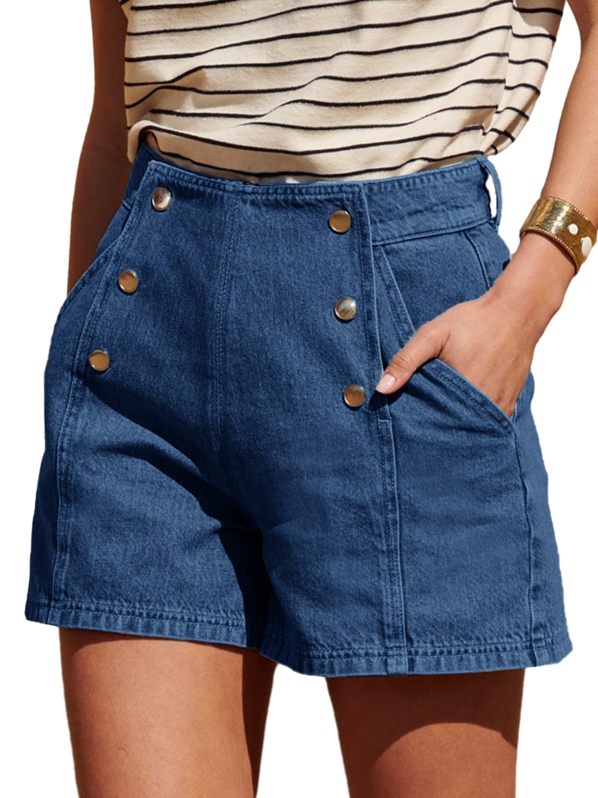 Foto 2 pulgar | Pantalones Cortos Vaqueros Cicy Bell De Cintura Alta Vintage Para Mujer - Venta Internacional.