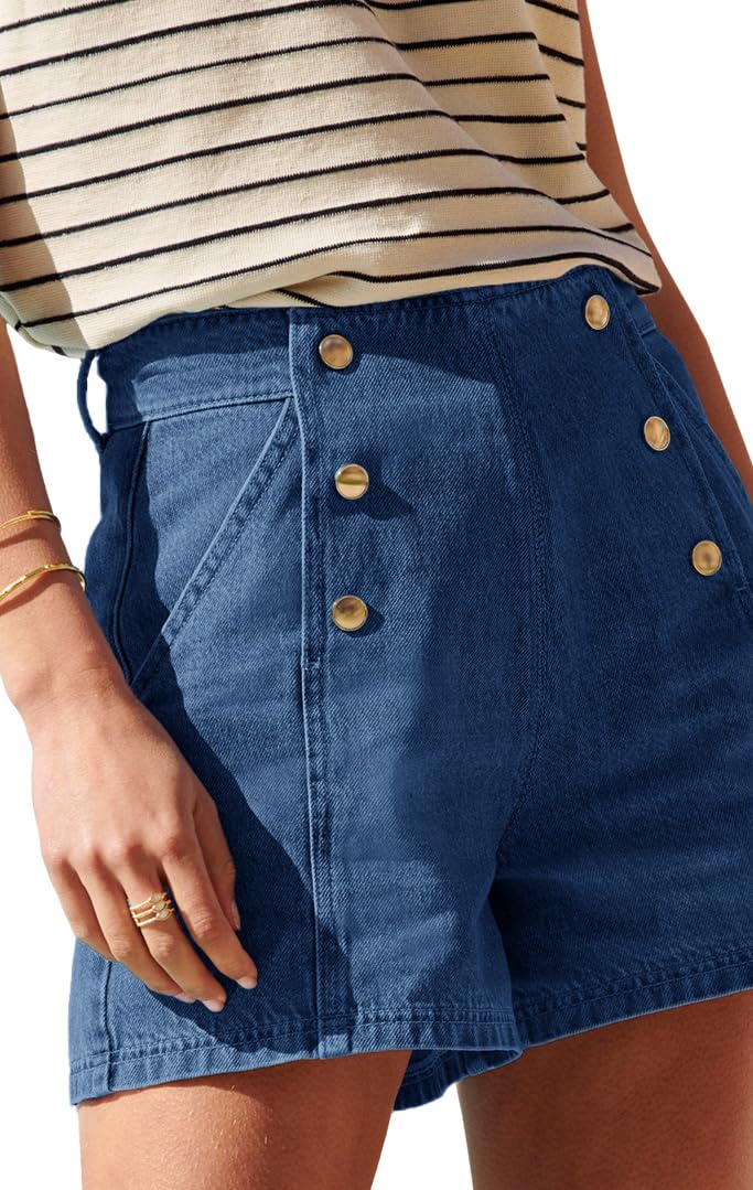 Foto 2 | Pantalones Cortos Vaqueros Cicy Bell De Cintura Alta Vintage Para Mujer - Venta Internacional.