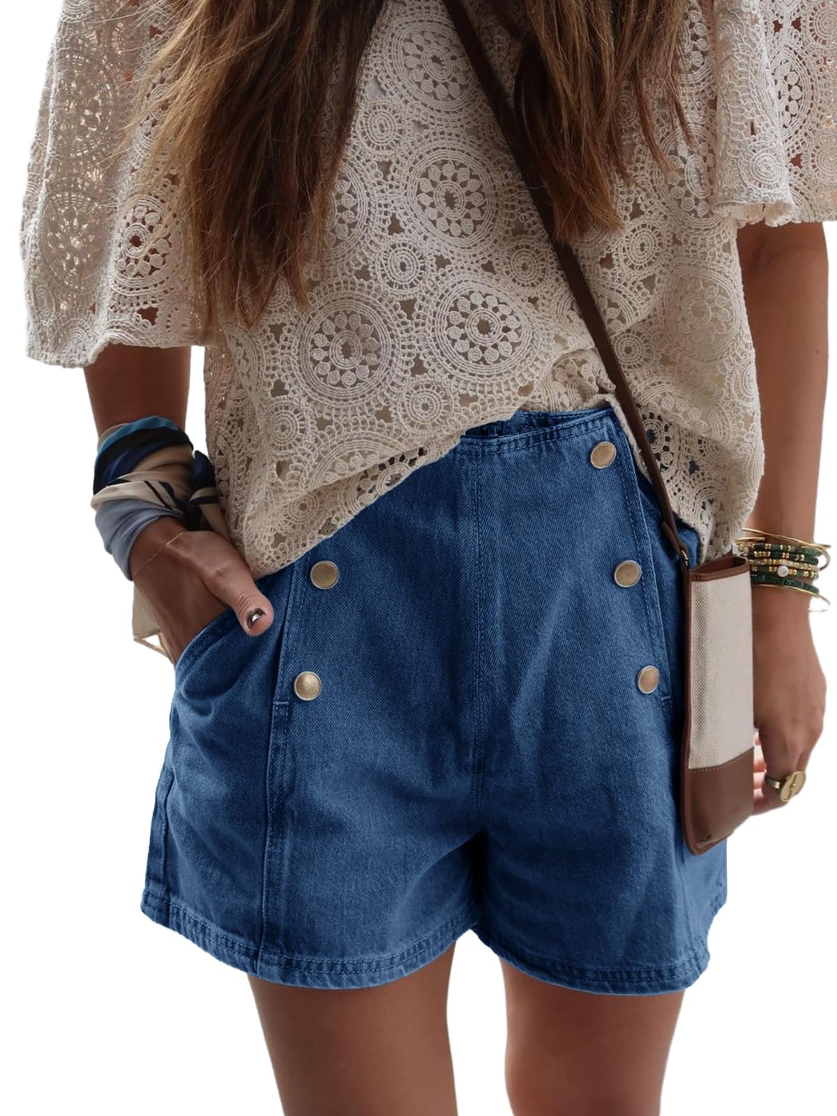 Foto 4 pulgar | Pantalones Cortos Vaqueros Cicy Bell De Cintura Alta Vintage Para Mujer - Venta Internacional.