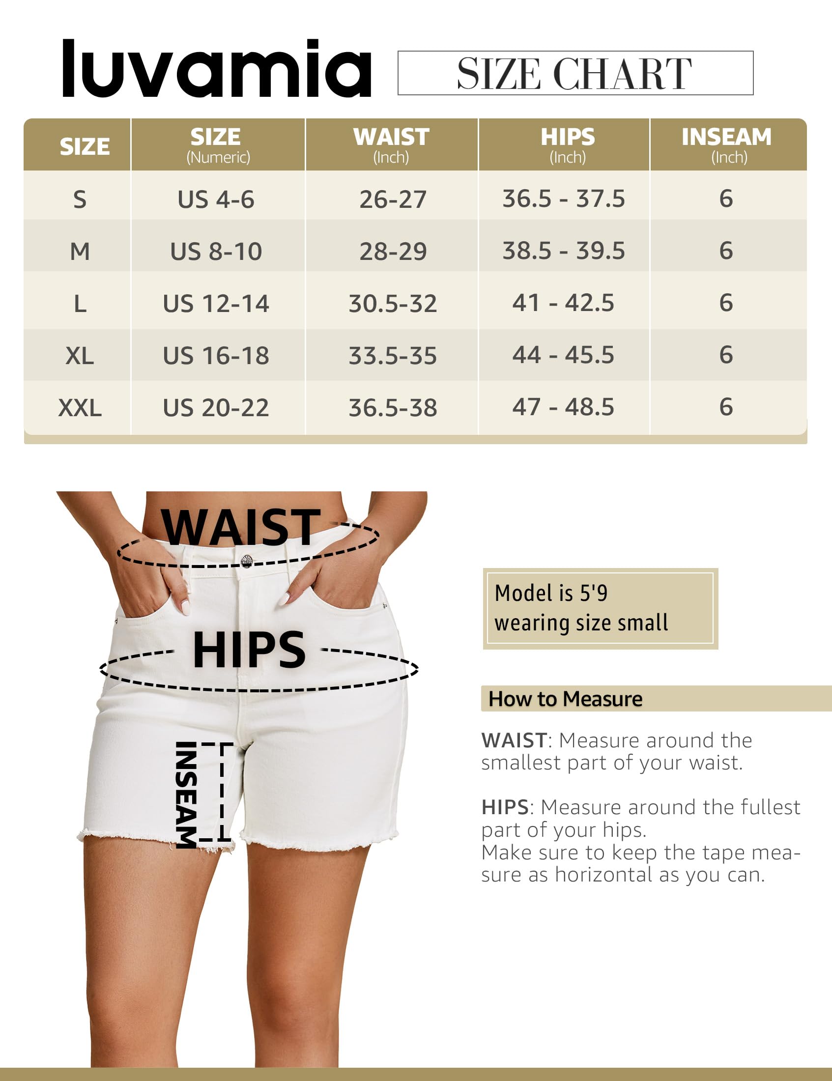 Foto 5 pulgar | Pantalones Cortos Luvamia Flexclusive, Vaqueros Para Mujer De Cintura Alta, Color Blanco - Venta Internacional.