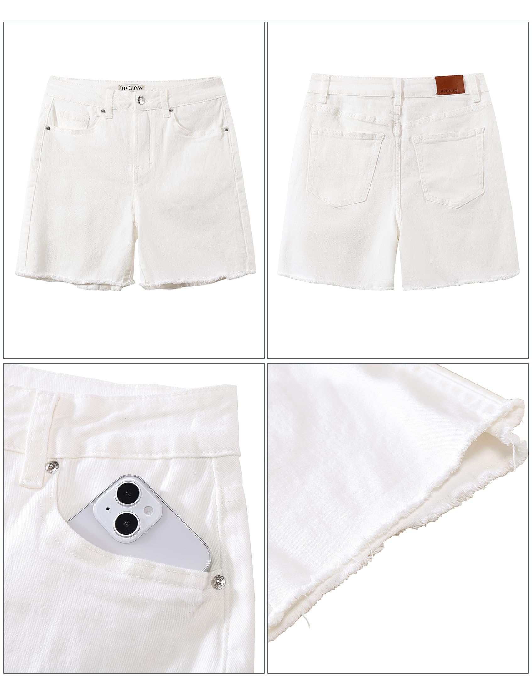 Foto 6 pulgar | Pantalones Cortos Luvamia Flexclusive, Vaqueros Para Mujer De Cintura Alta, Color Blanco - Venta Internacional.