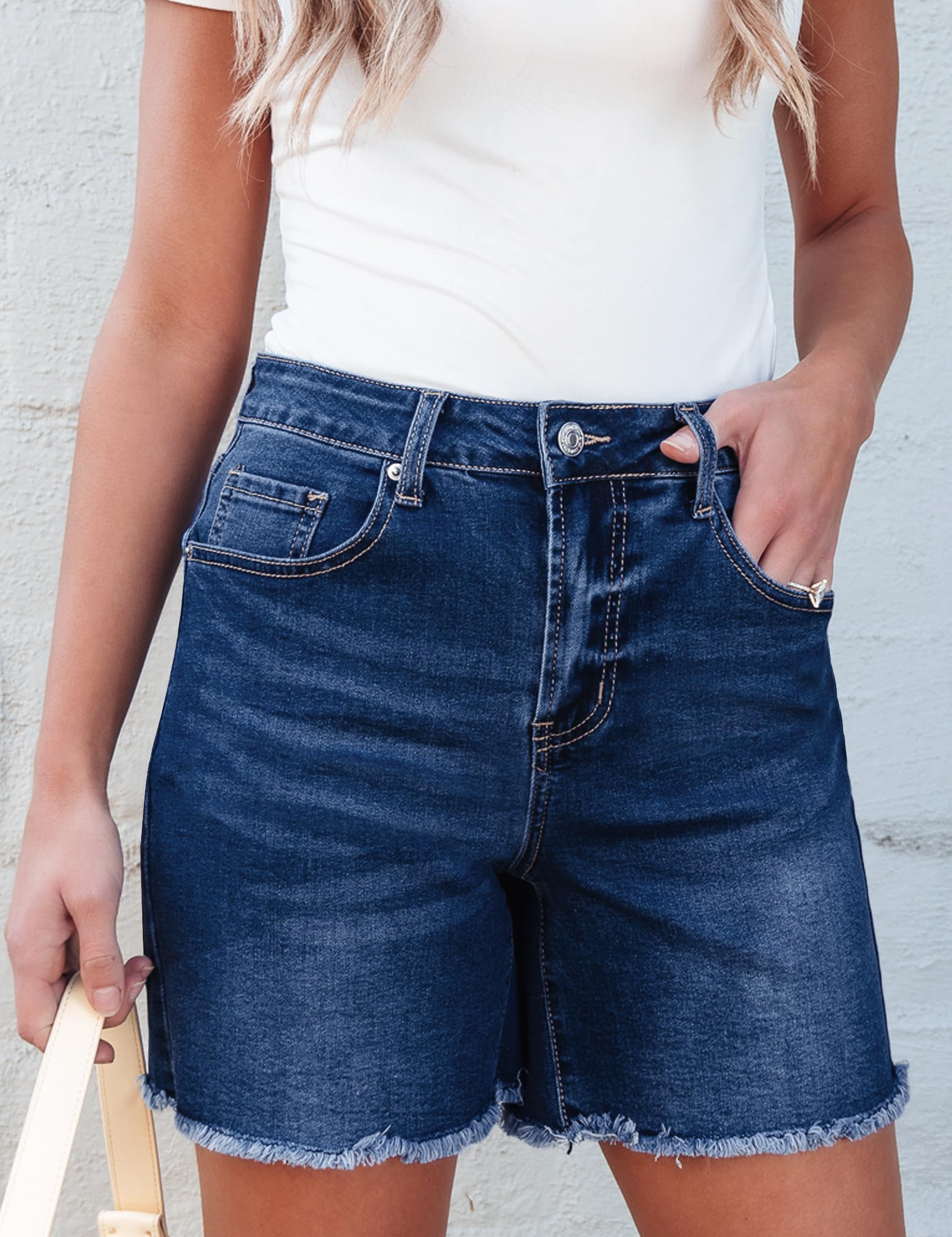 Foto 2 | Pantalones Cortos Luvamia Flexclusive, Vaqueros Para Mujer, Talle Alto, Azul - Venta Internacional.