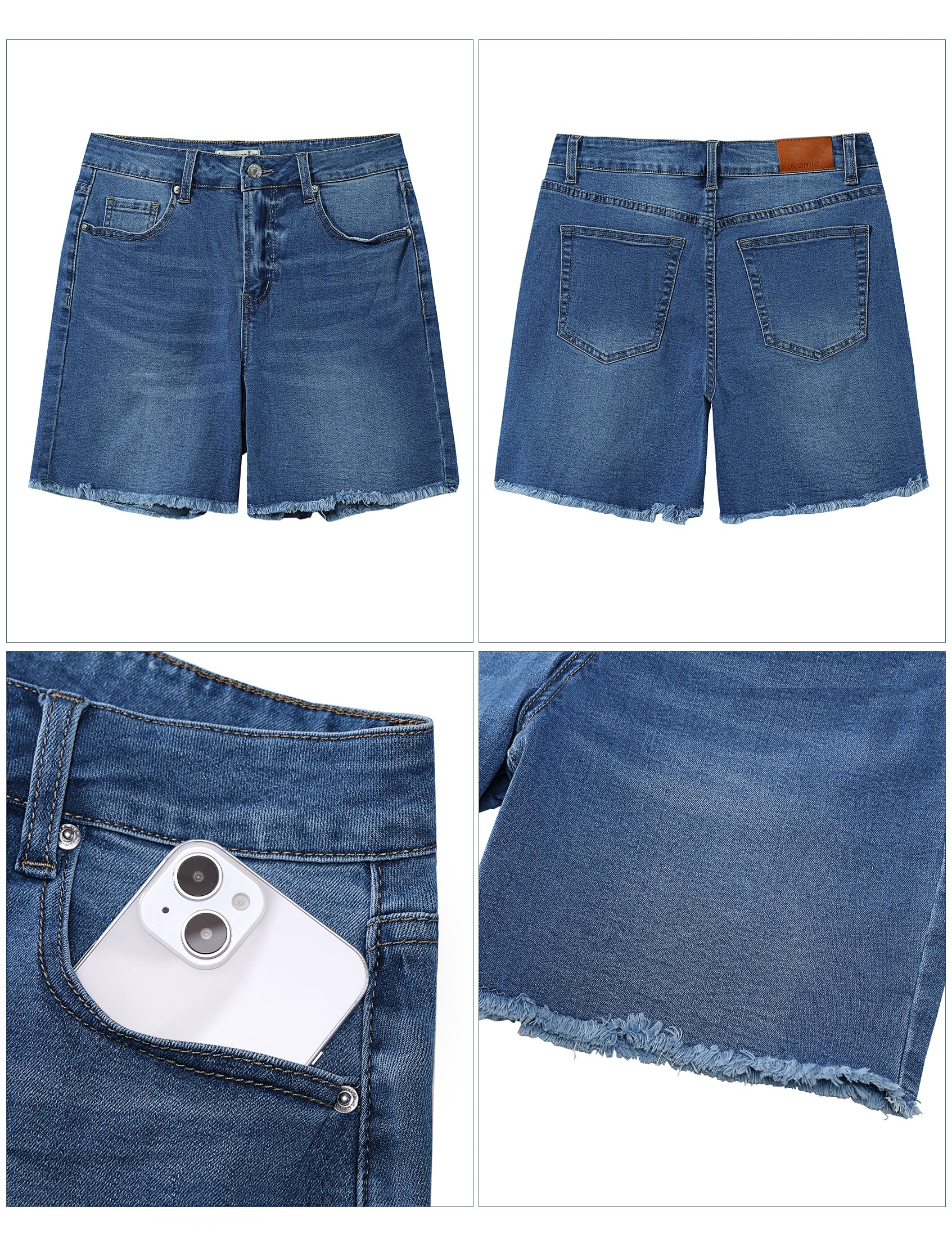 Foto 6 pulgar | Pantalones Cortos Luvamia Flexclusive, Vaqueros Para Mujer, Talle Alto, Azul - Venta Internacional.