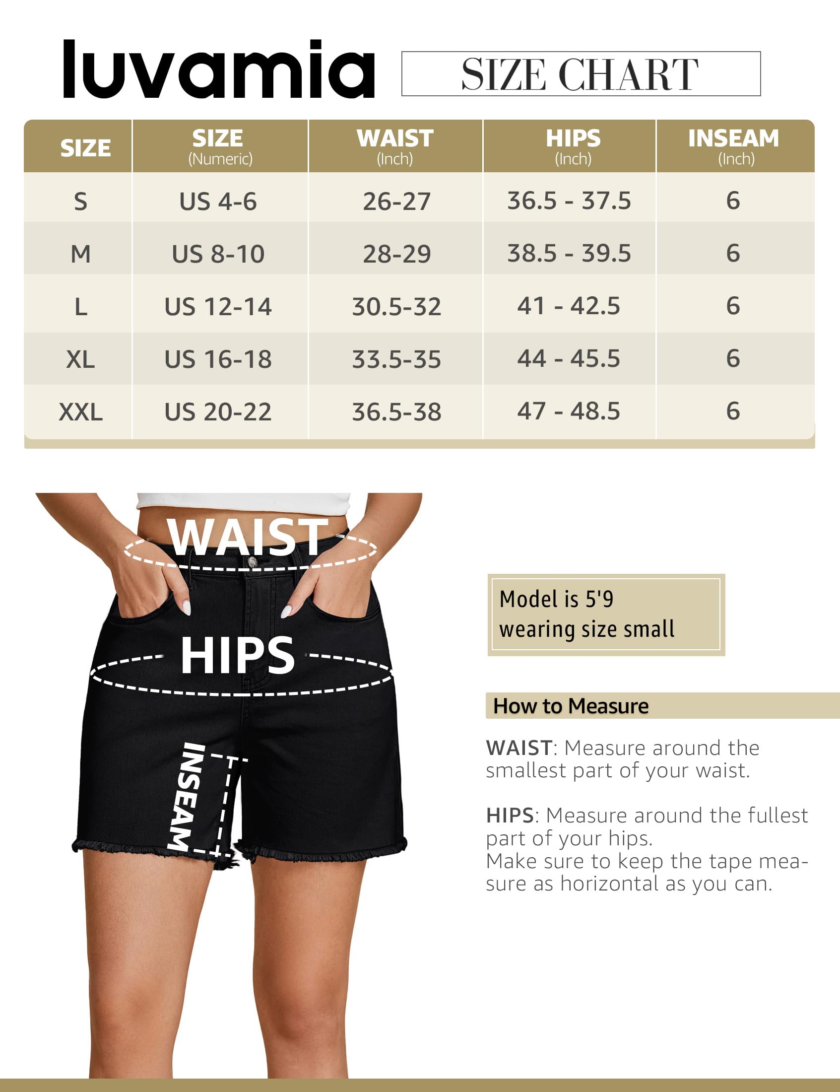 Foto 4 | Pantalones Cortos Luvamia Flexclusive, Vaqueros Para Mujer, Talle Alto, Color Negro - Venta Internacional.