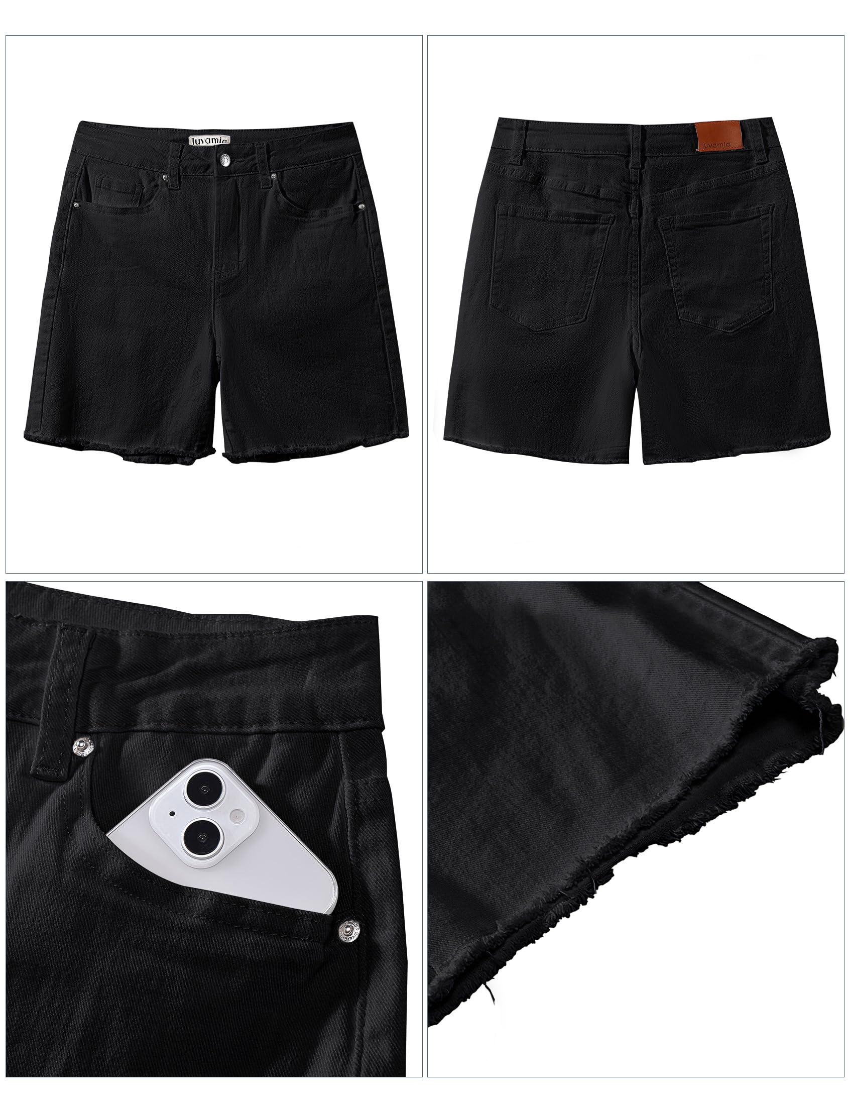 Foto 6 pulgar | Pantalones Cortos Luvamia Flexclusive, Vaqueros Para Mujer, Talle Alto, Color Negro - Venta Internacional.