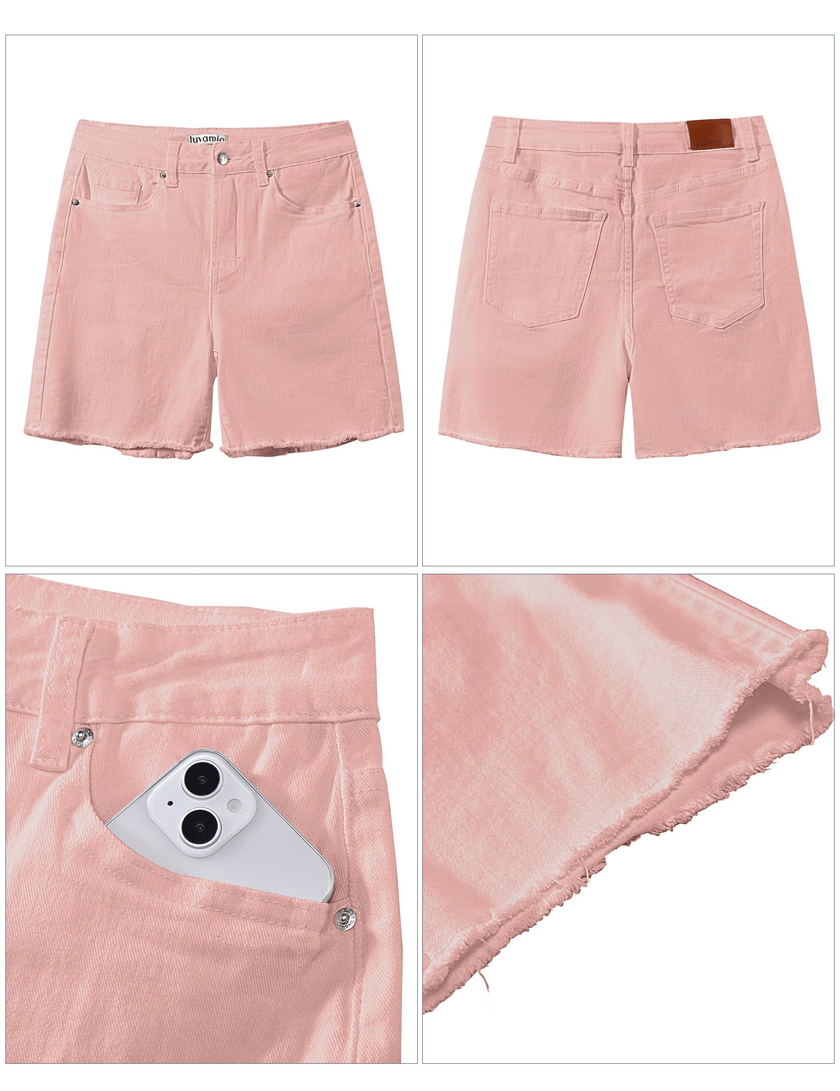 Foto 6 pulgar | Pantalones Cortos Luvamia Flexclusive Jean Para Mujer De Talle Alto Rosa - Venta Internacional.
