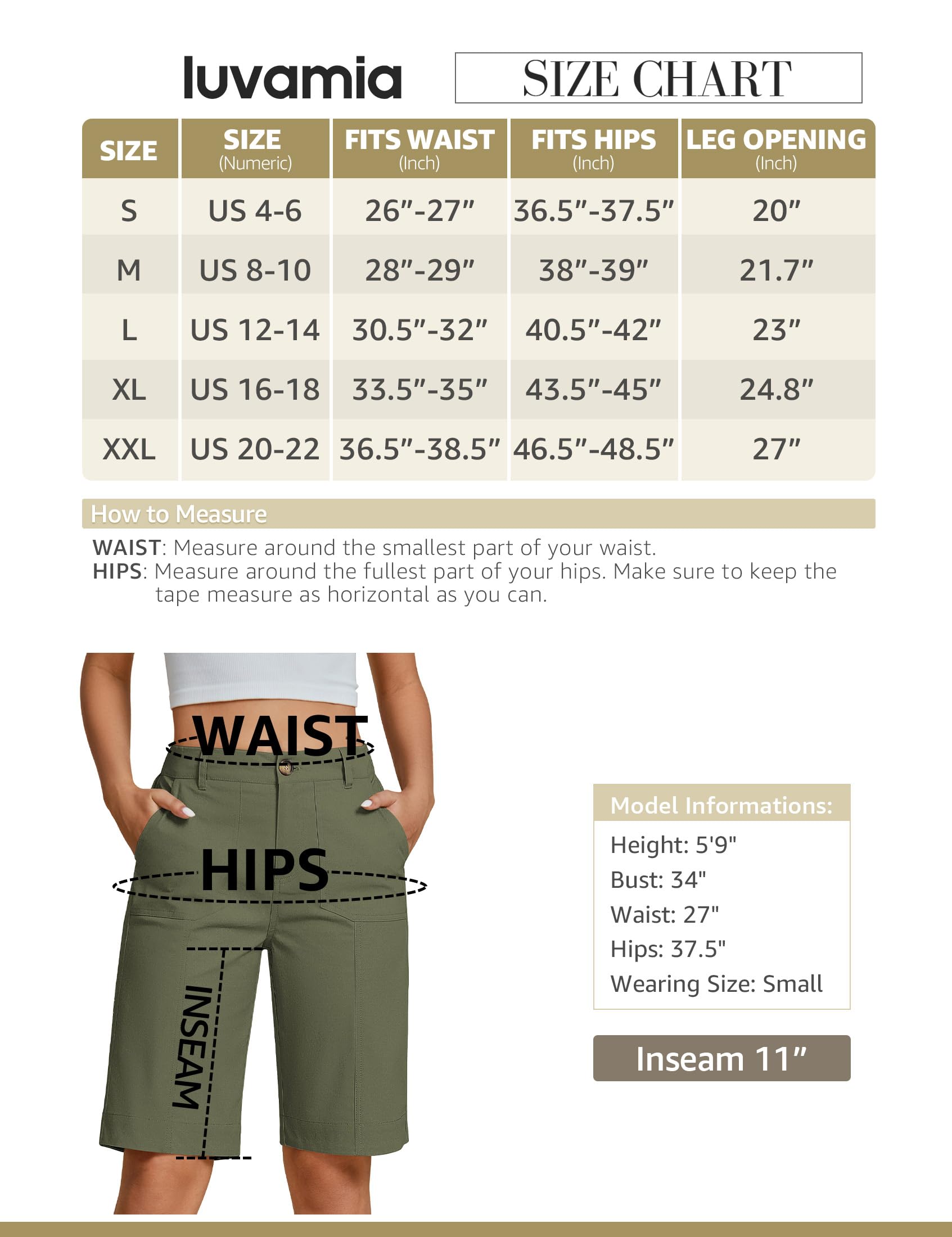 Foto 6 pulgar | Bermudas Luvamia Para Mujer, Largas, Color Verde Militar, Talla S 4-6 - Venta Internacional.