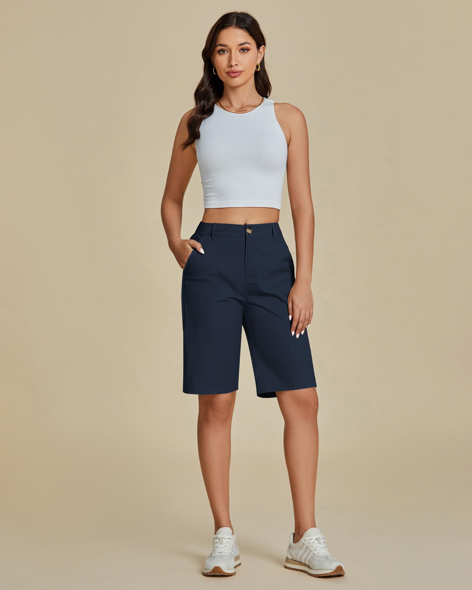 Foto 7 pulgar | Bermudas Luvamia Hasta La Rodilla, Color Azul Oscuro, Talla L, 12 A 14 Años, Para Mujer - Venta Internacional.