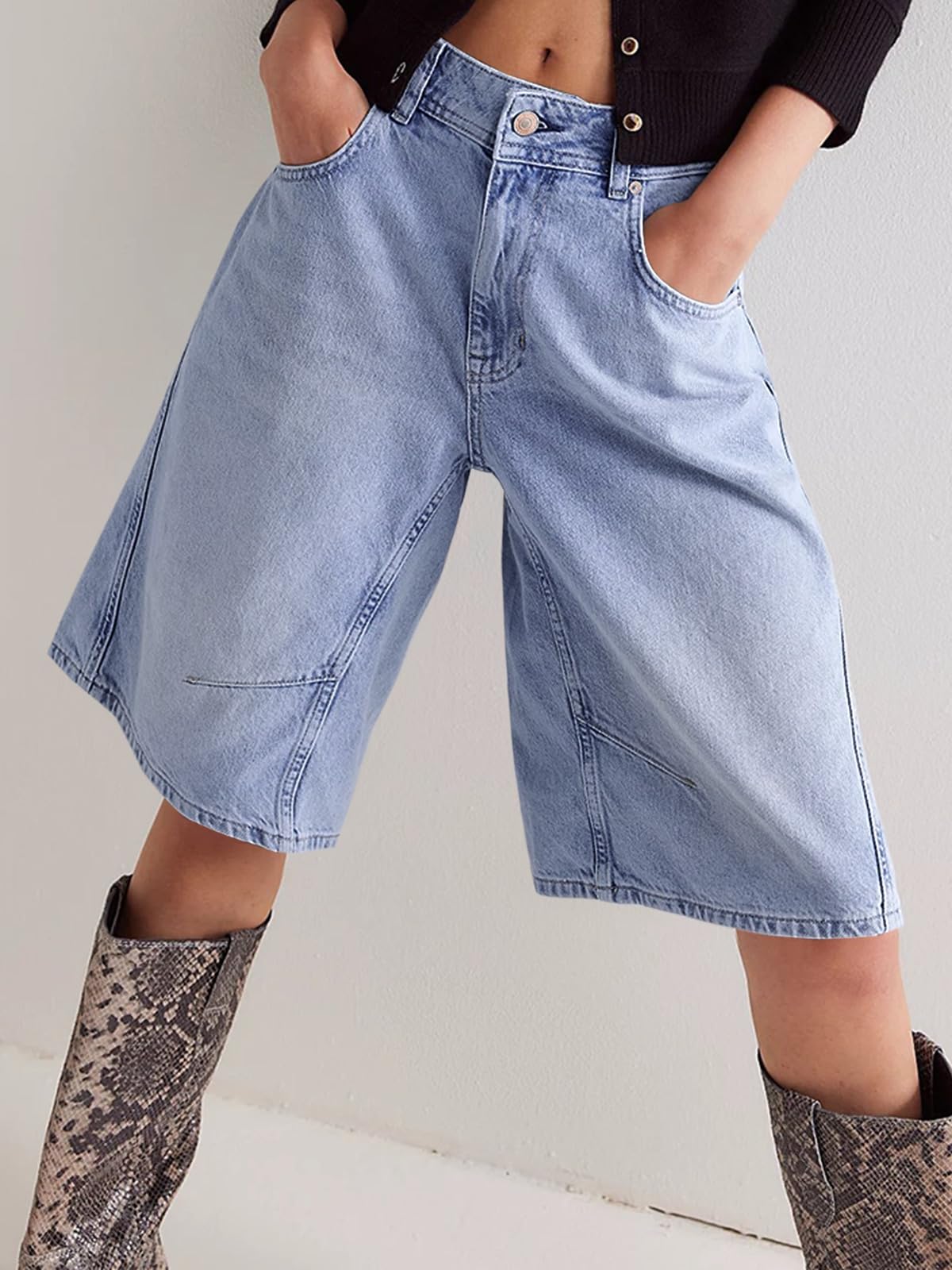 Foto 5 pulgar | Pantalones Cortos De Mezclilla Cicy Bell Para Mujer, De Verano, Pierna Ancha, Talle Medio - Venta Internacional.