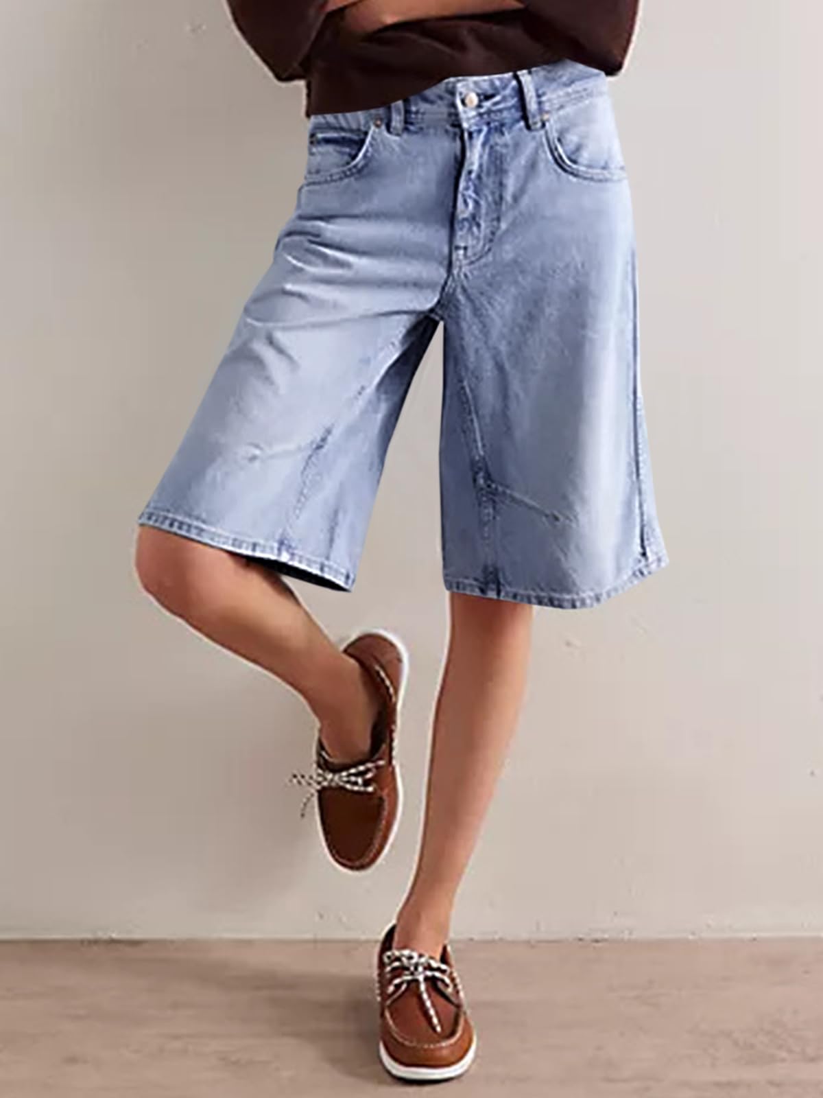 Foto 6 pulgar | Pantalones Cortos De Mezclilla Cicy Bell Para Mujer, De Verano, Pierna Ancha, Talle Medio - Venta Internacional.