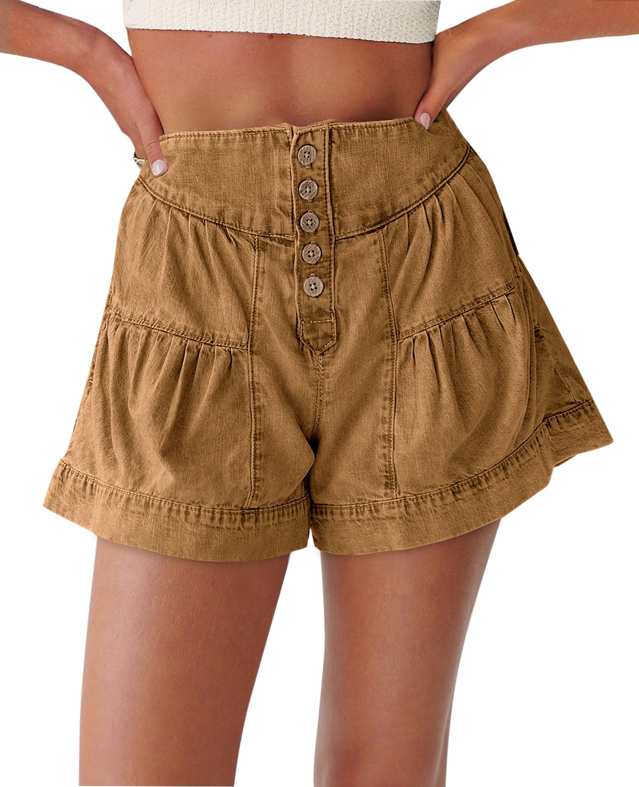 Foto 2 pulgar | Pantalones Cortos De Mezclilla Cicy Bell Para Mujer, Cintura Alta, Pierna Ancha - Venta Internacional.