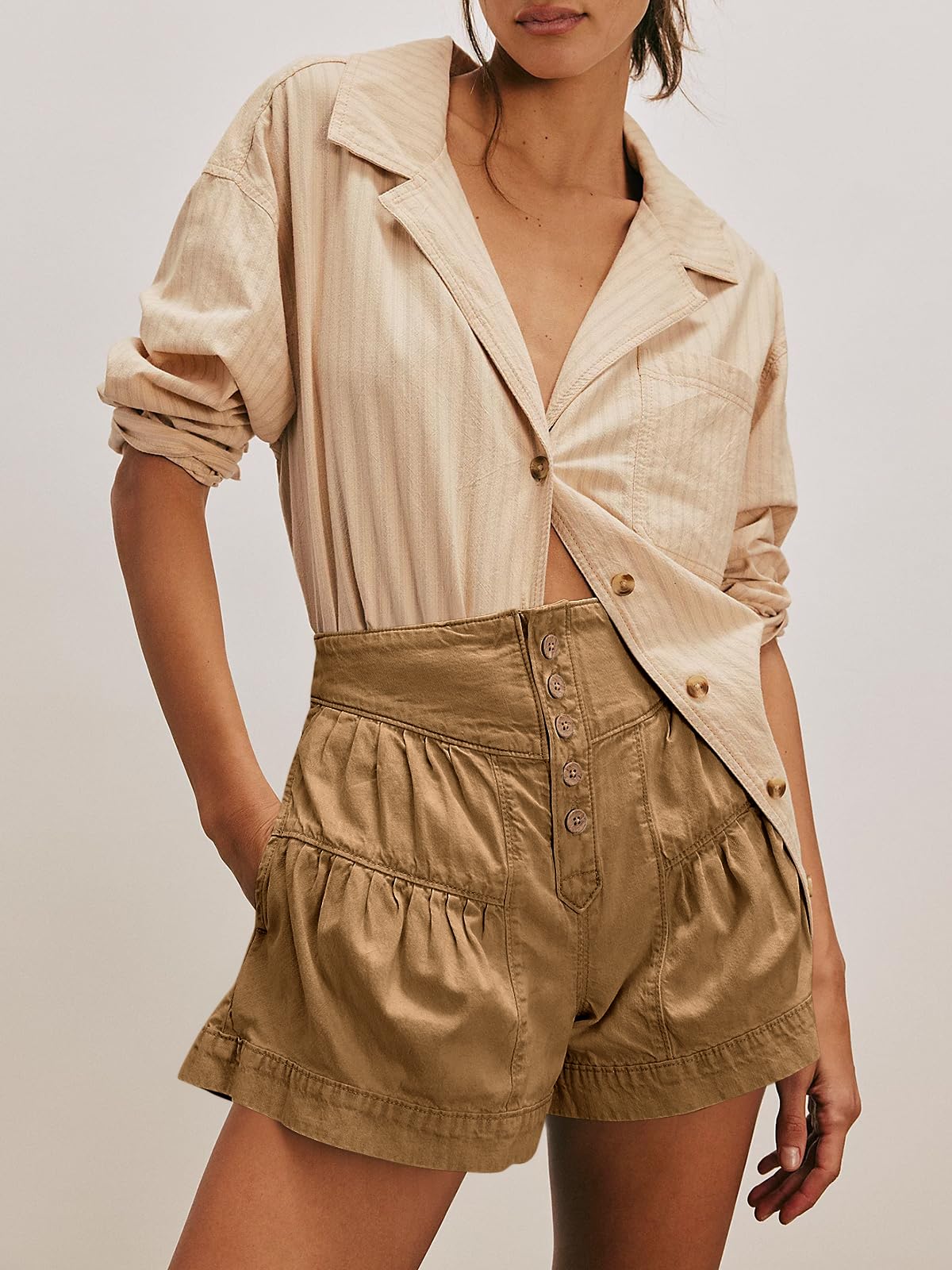 Foto 3 pulgar | Pantalones Cortos De Mezclilla Cicy Bell Para Mujer, Cintura Alta, Pierna Ancha - Venta Internacional.