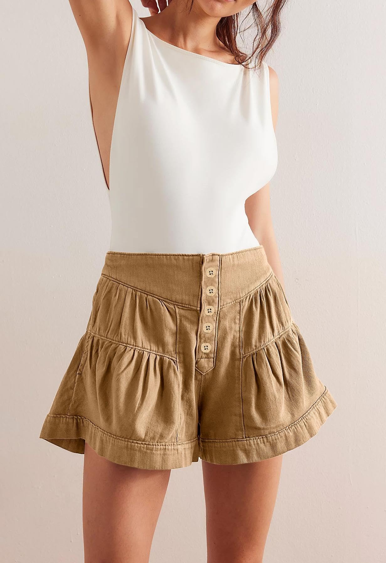 Foto 5 pulgar | Pantalones Cortos De Mezclilla Cicy Bell Para Mujer, Cintura Alta, Pierna Ancha - Venta Internacional.