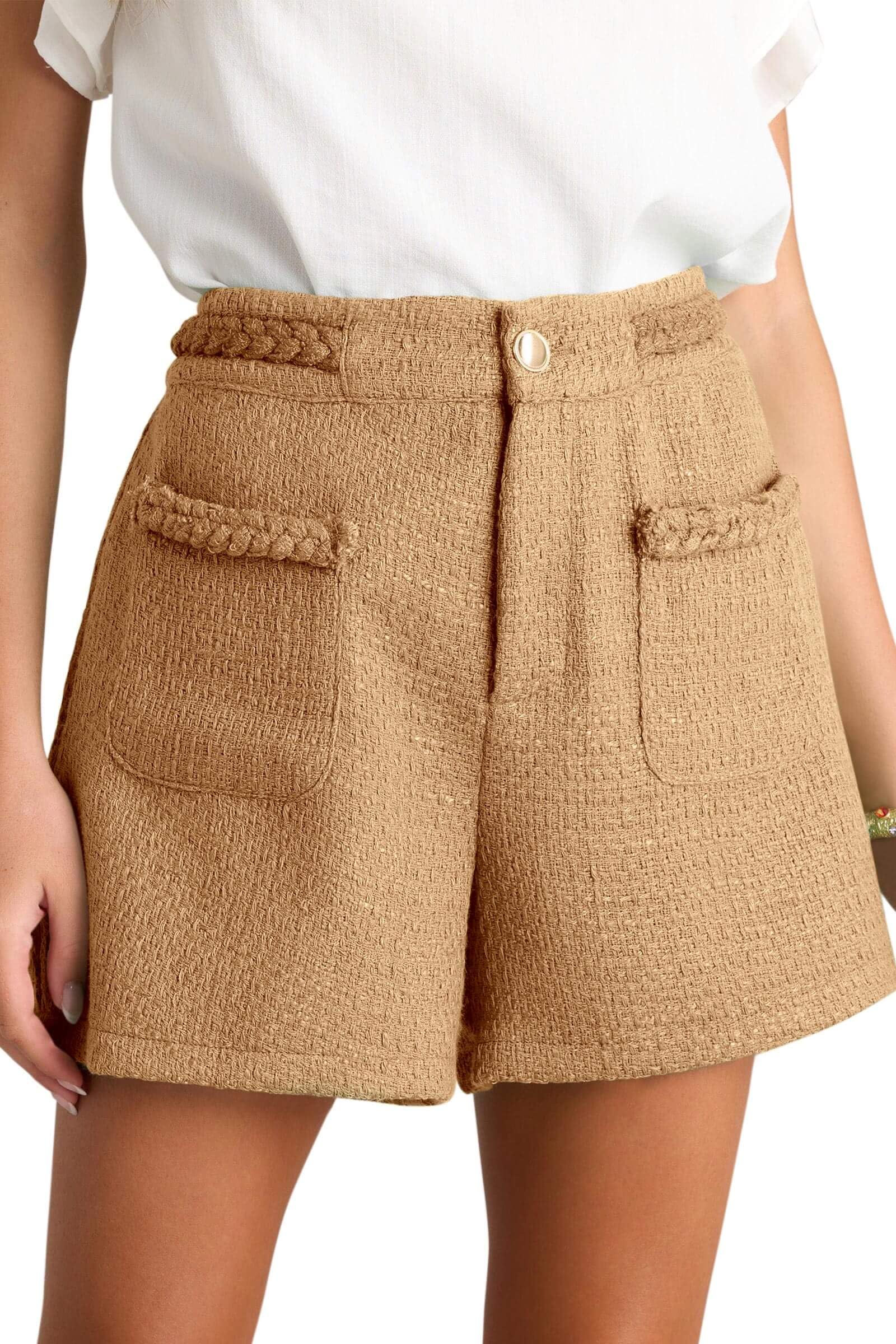 Foto 2 pulgar | Pantalones Cortos Cicky Bell Para Mujer, Tweed, Verano, Cintura Alta, Pierna Ancha - Venta Internacional.
