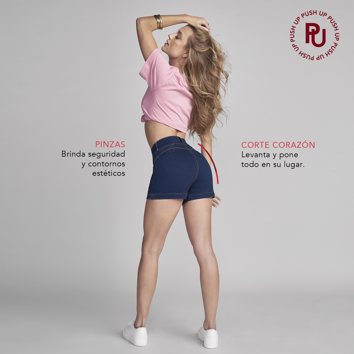 Foto 6 pulgar | Short Mujer Push Up Cintura Alta Stretch 6057stob