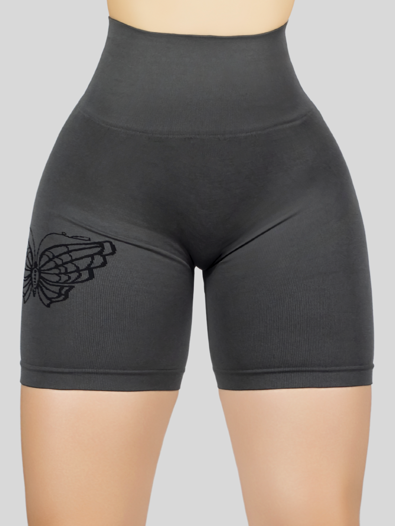 Foto 8 pulgar | Short Deportivo De Mujer Sh-062 Gris Oscuro Stretch Testurizado Push Up