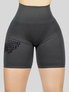 Foto 7 | Short Deportivo De Mujer Sh-062 Gris Oscuro Stretch Testurizado Push Up