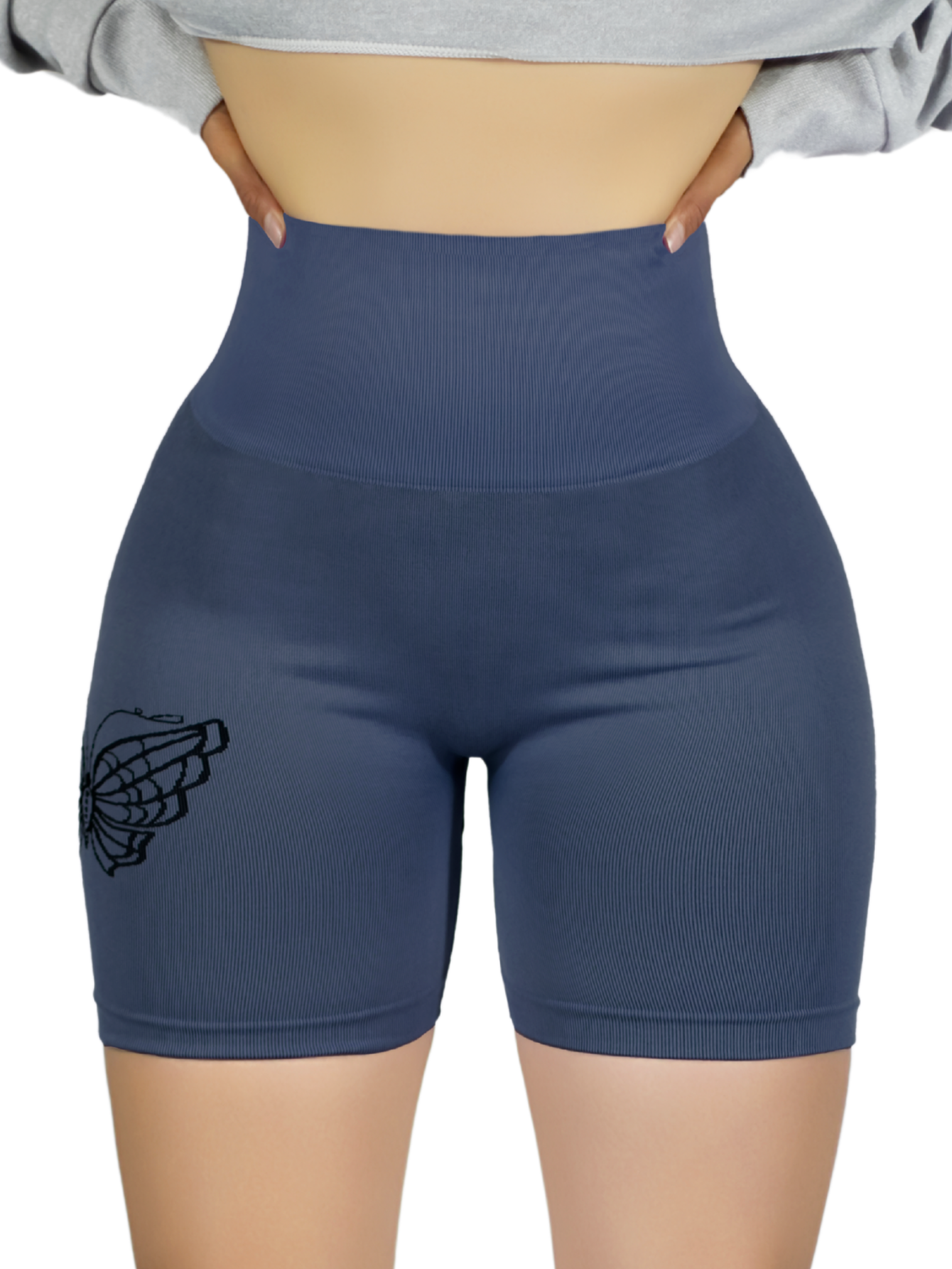 Short Deportivo De Mujer Sh-062 Azul Stretch Testurizado Push Up
