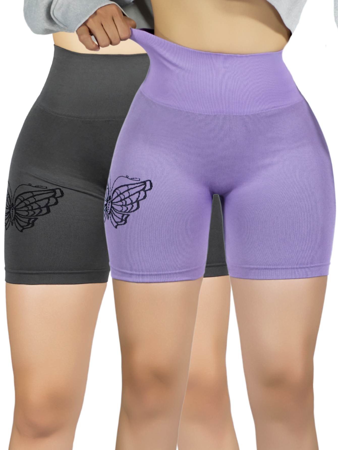 Set De 2 Short Mujer Shores Deportivo Casual Sh-057-px2 Gris Oscuro Y Lila Chort Push Up