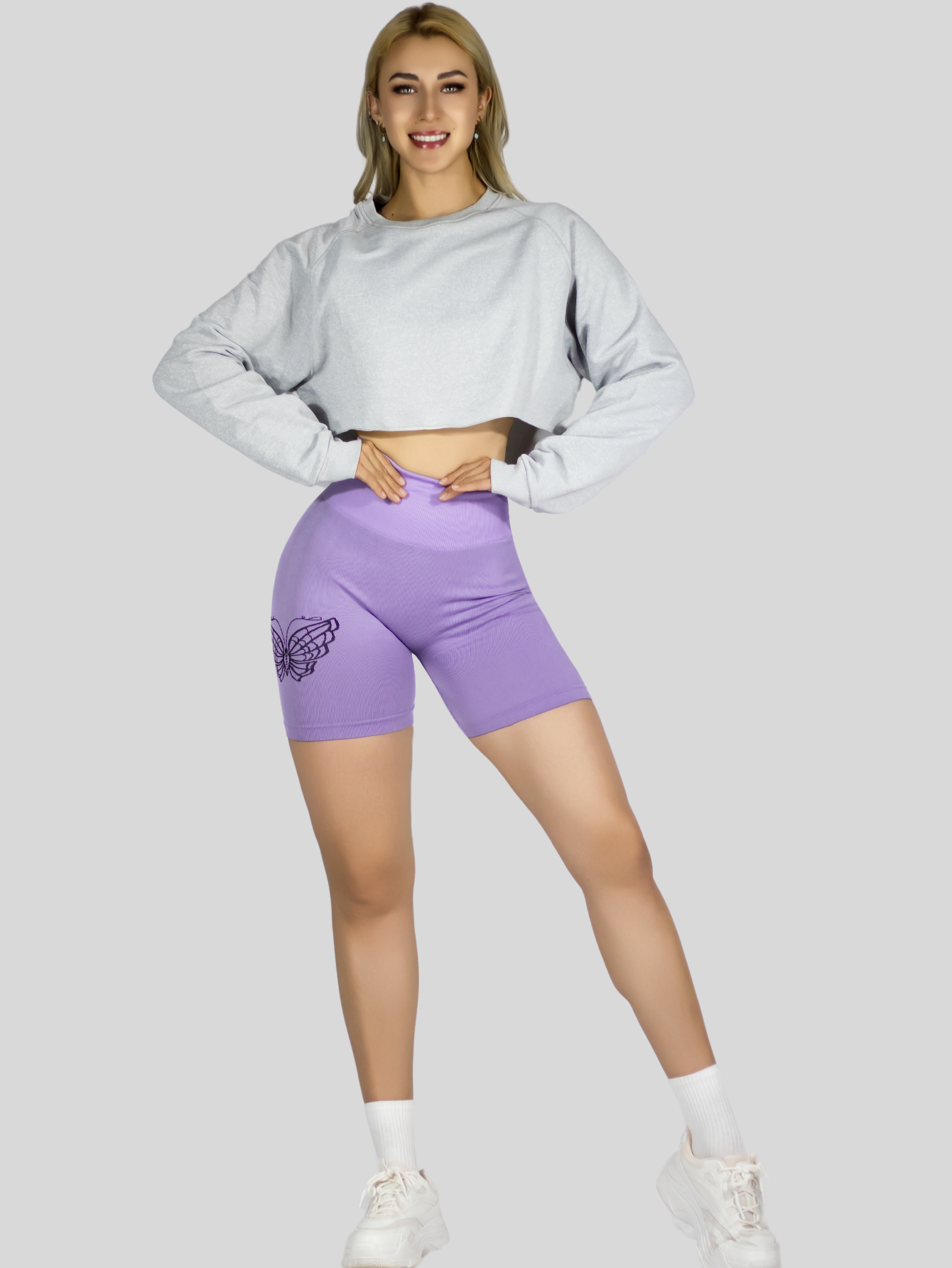 Foto 7 pulgar | Set De 2 Short Mujer Shores Deportivo Casual Sh-057-px2 Gris Oscuro Y Lila Chort Push Up