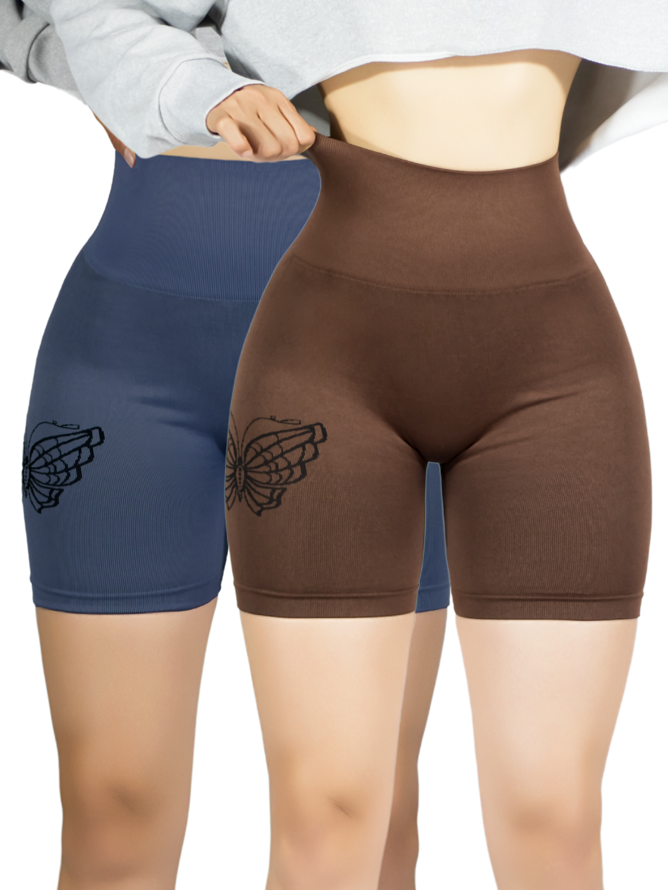 Set De 2 Short Mujer Shores Deportivo Casual Sh-057-px2 Azul Y Café Chort Push Up