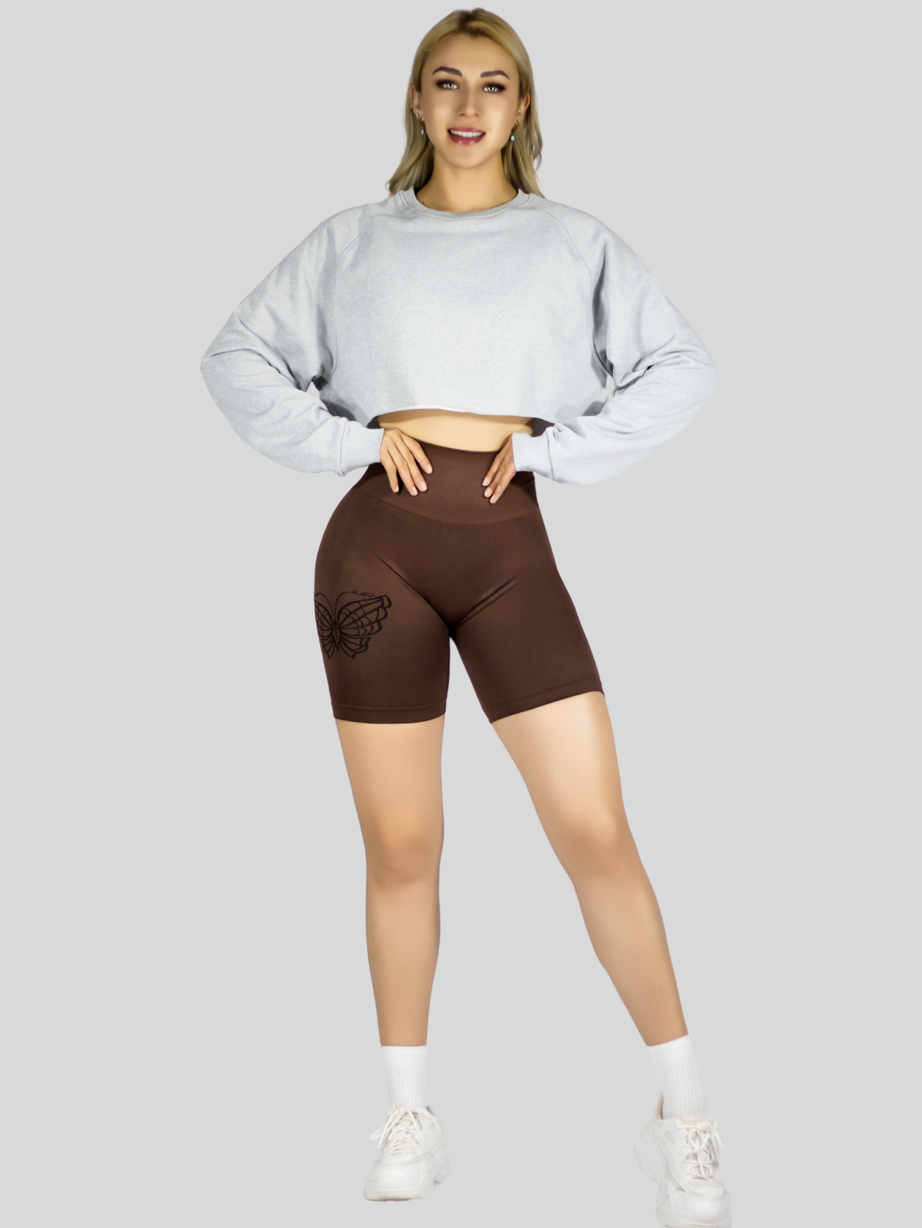 Foto 7 pulgar | Set De 2 Short Mujer Shores Deportivo Casual Sh-057-px2 Azul Y Café Chort Push Up