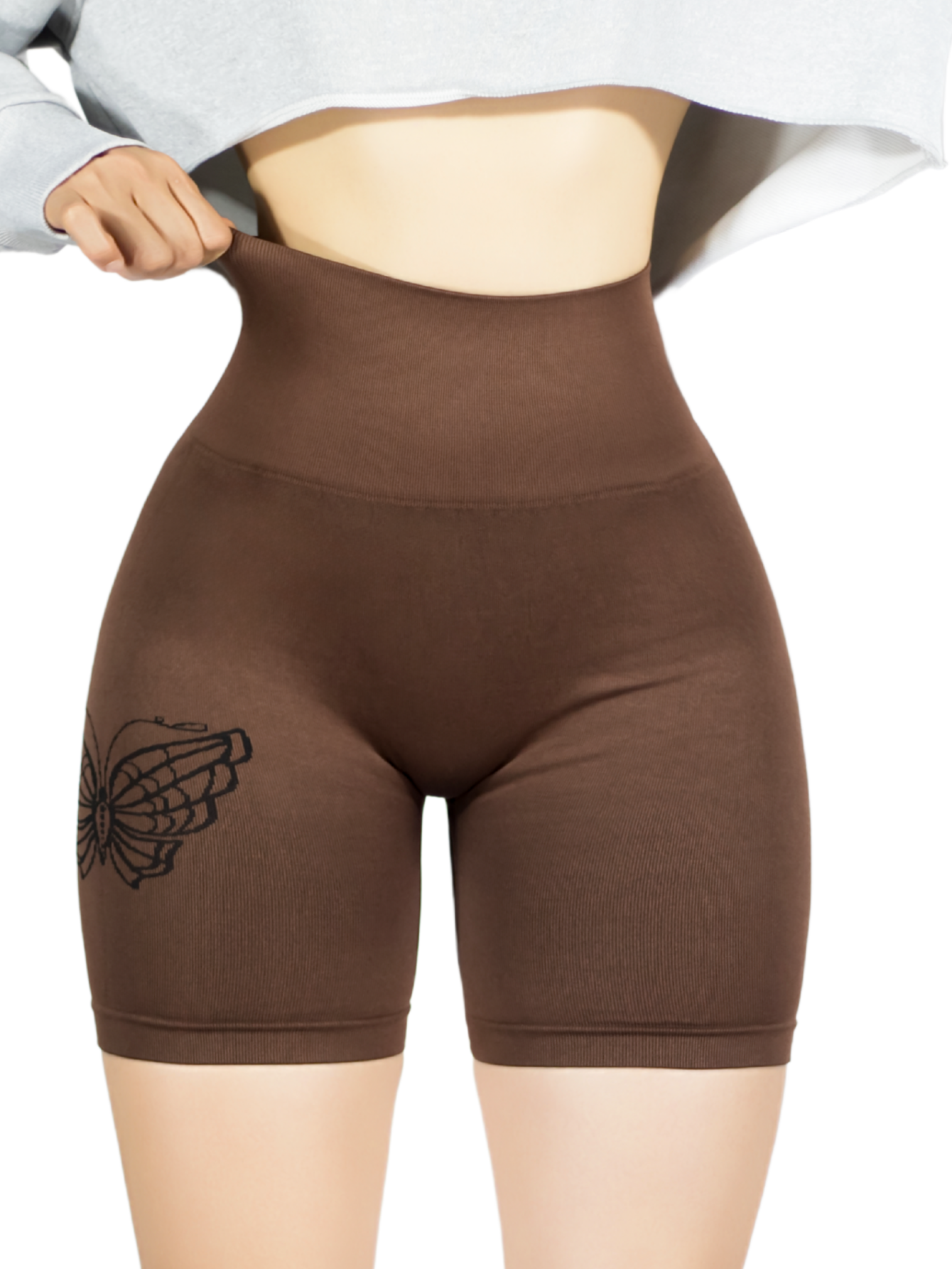Short Deportivo De Mujer Sh-062 Café Stretch Testurizado Push Up