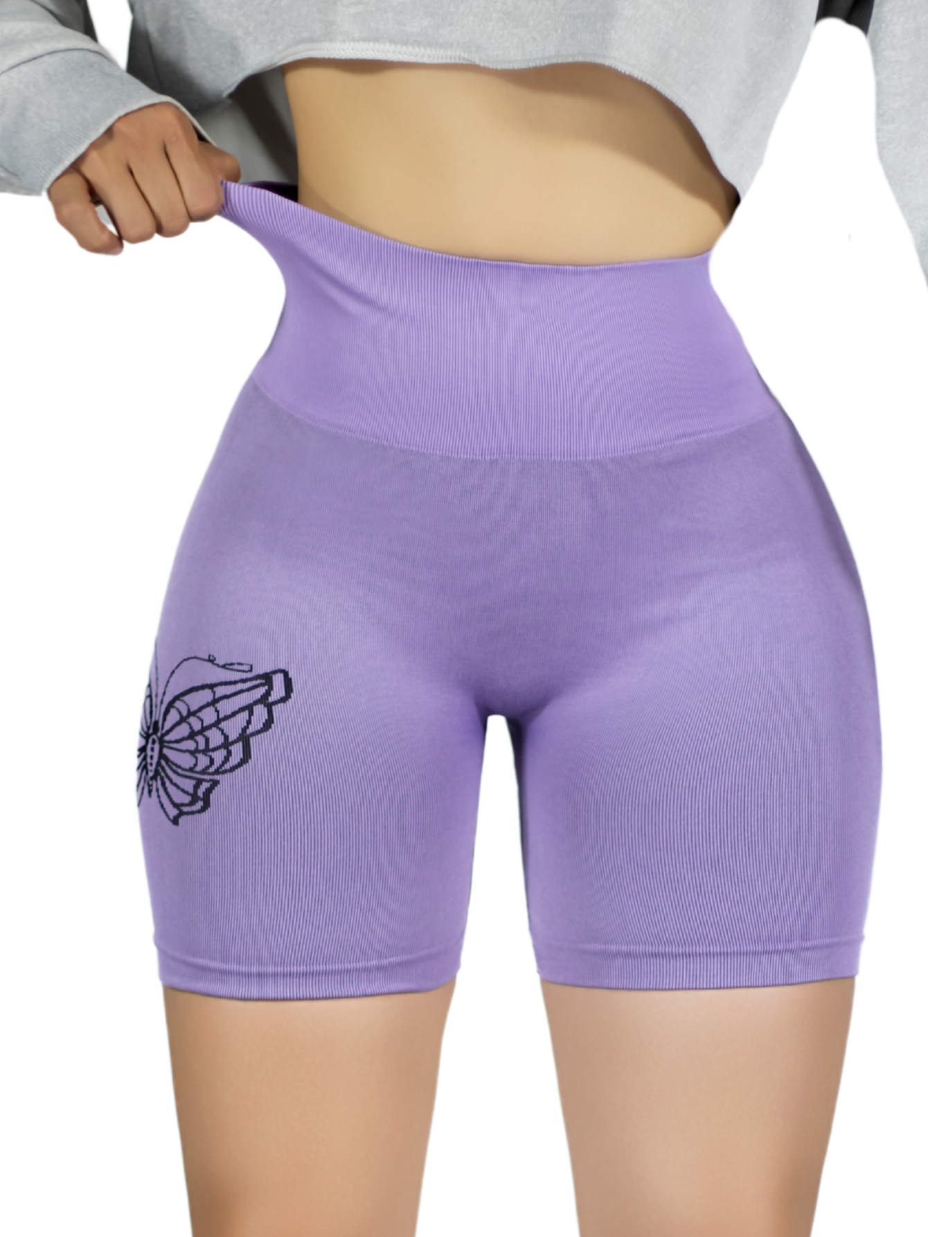 Short Deportivo De Mujer Sh-062 Lila Stretch Testurizado Push Up