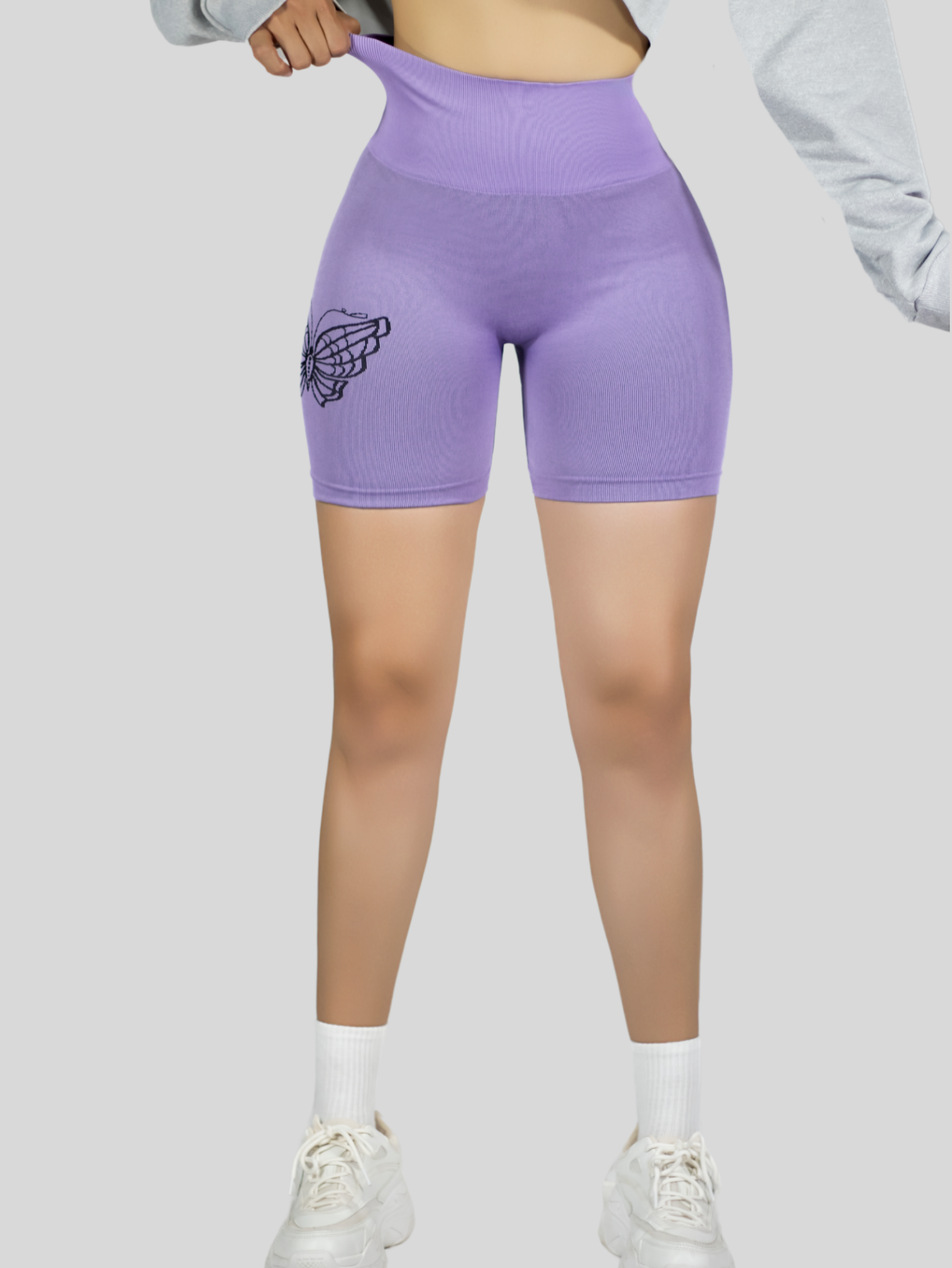 Foto 7 pulgar | Short Deportivo De Mujer Sh-062 Lila Stretch Testurizado Push Up