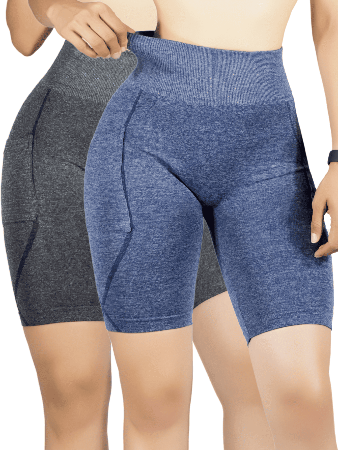 Set De 2 Short Mujer Shores Deportivo Casual Sh-061-px2 Gris Oscuro Y Marino Chort Push Up