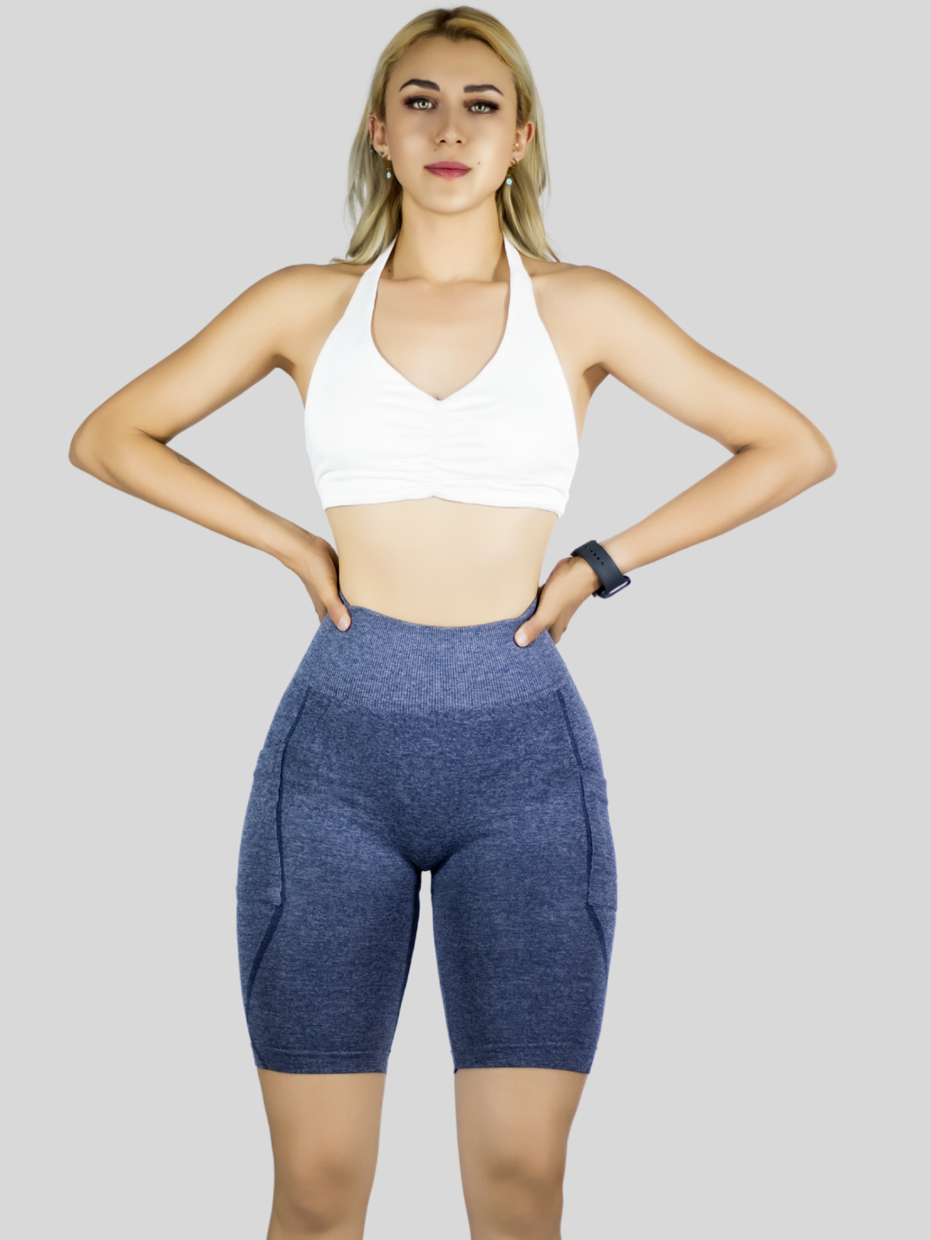 Foto 5 pulgar | Set De 2 Short Mujer Shores Deportivo Casual Sh-061-px2 Gris Oscuro Y Marino Chort Push Up