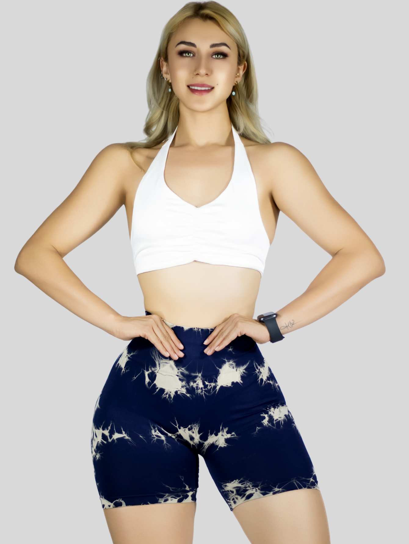 Foto 6 pulgar | Biker Short Mujer Stretch Shore Dama Sh-063 Marino Chores Gym Talle Alto